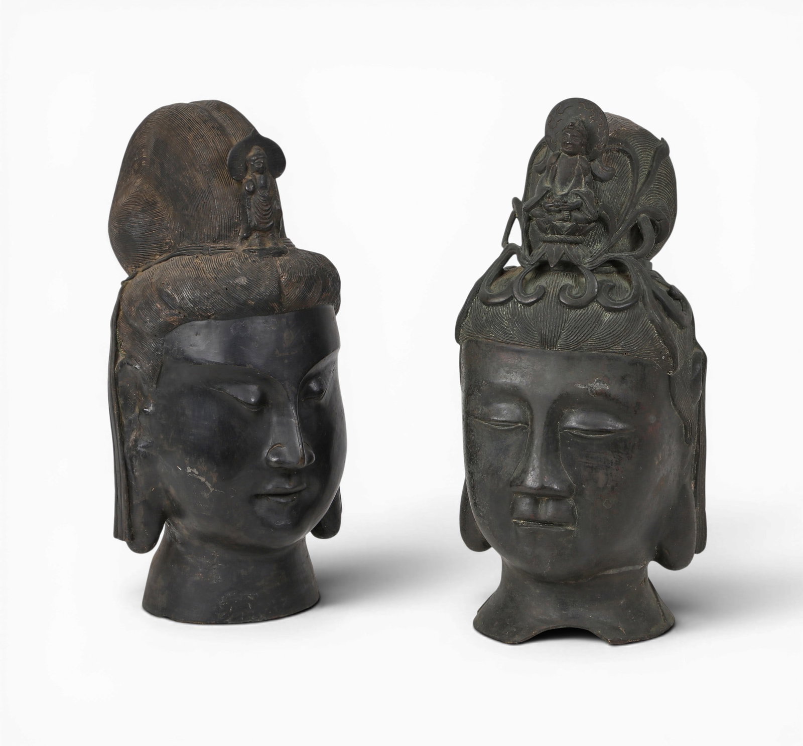 Two Chinese patinated mixed metal busts of Guan Yin (1 of 6)