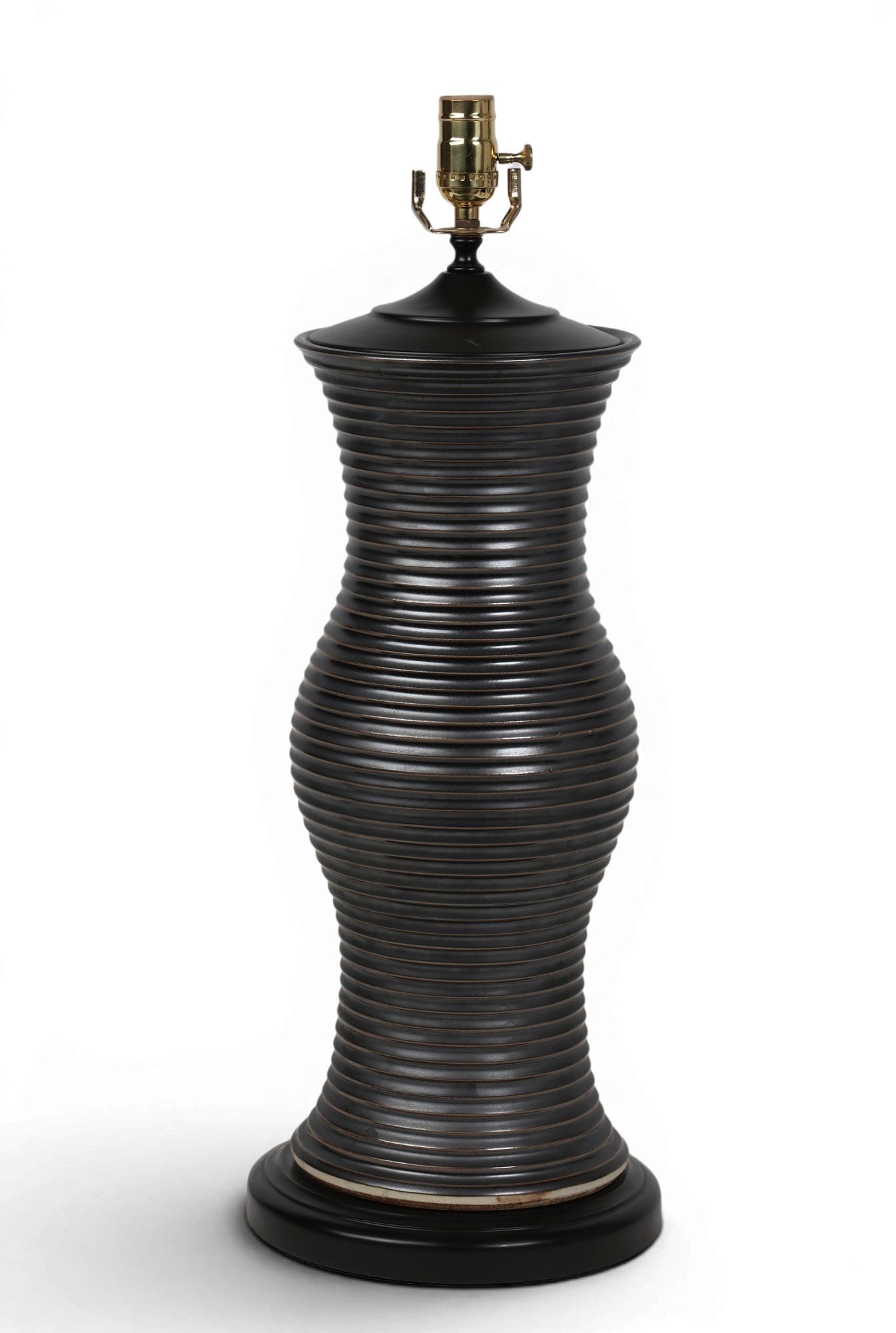 A contemporary metallic black glazed porcelain table lamp (1 of 4)