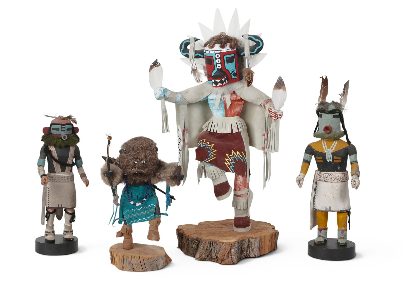 Four Native American polychrome painted wood Katchina dolls (1 of 7)
