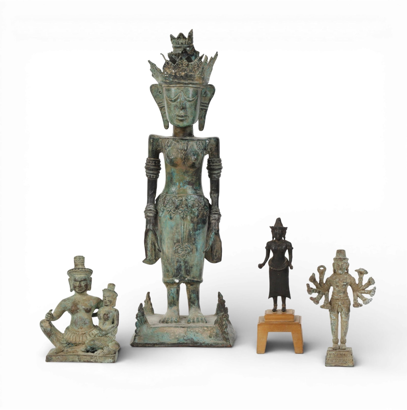 Four Southeast Asian patinated metalware votive figures (1 of 4)