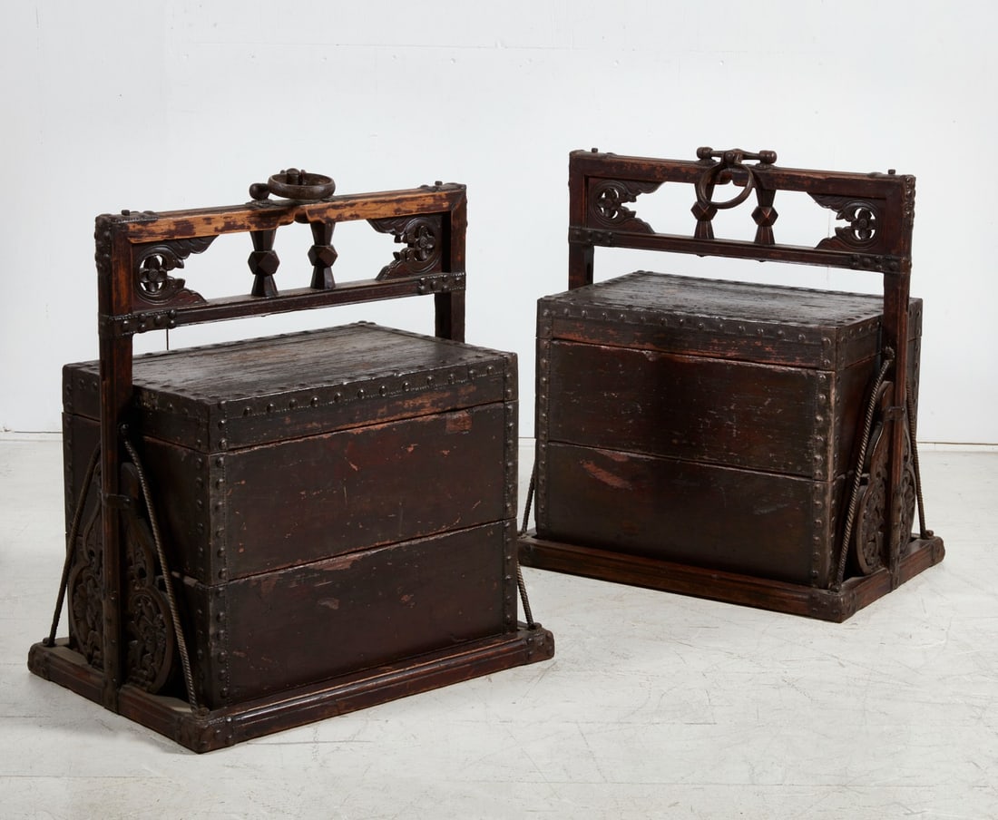A pair of Chinese stacking wooden boxes (1 of 4)