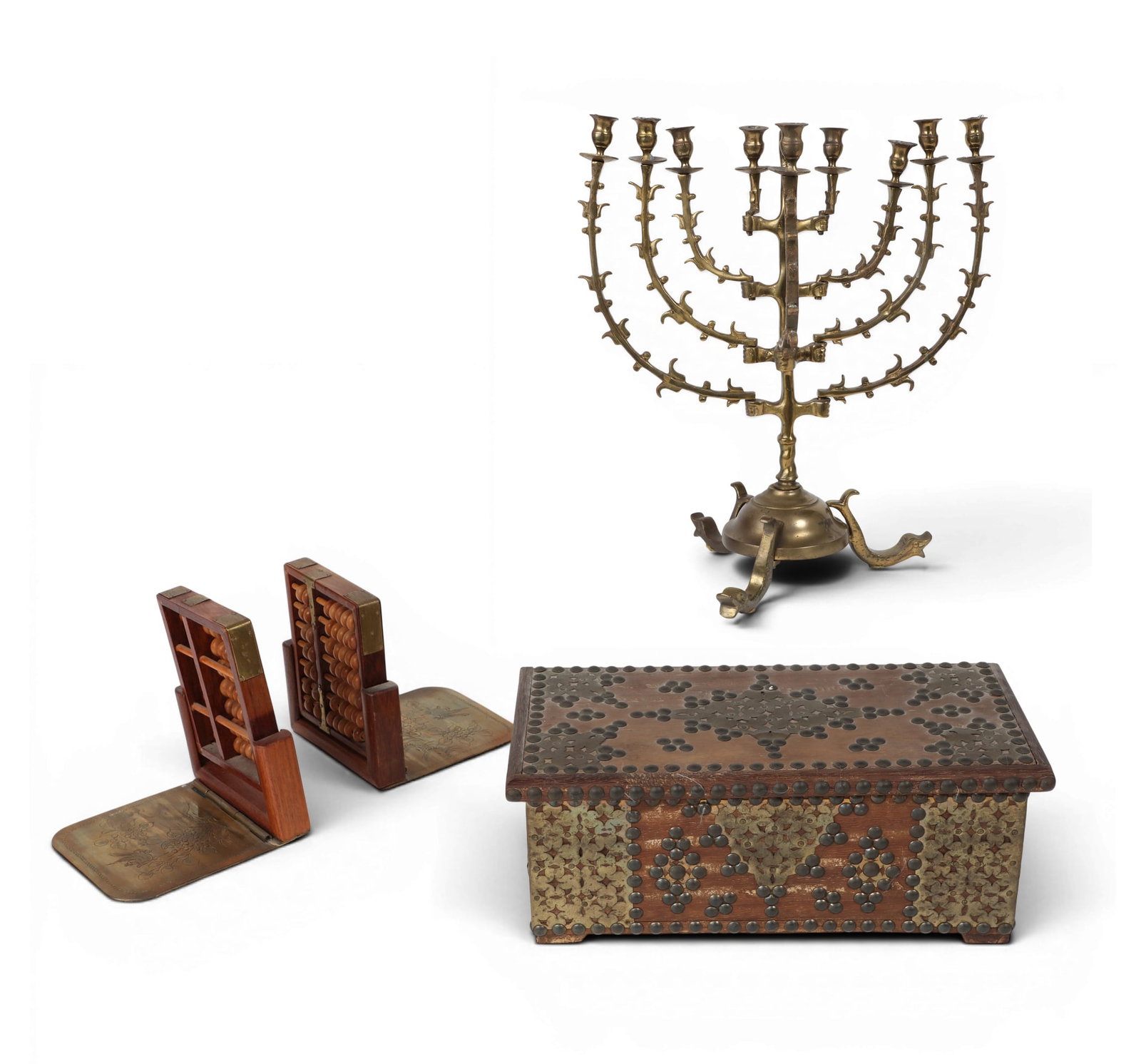 A group of three brass items (1 of 8)