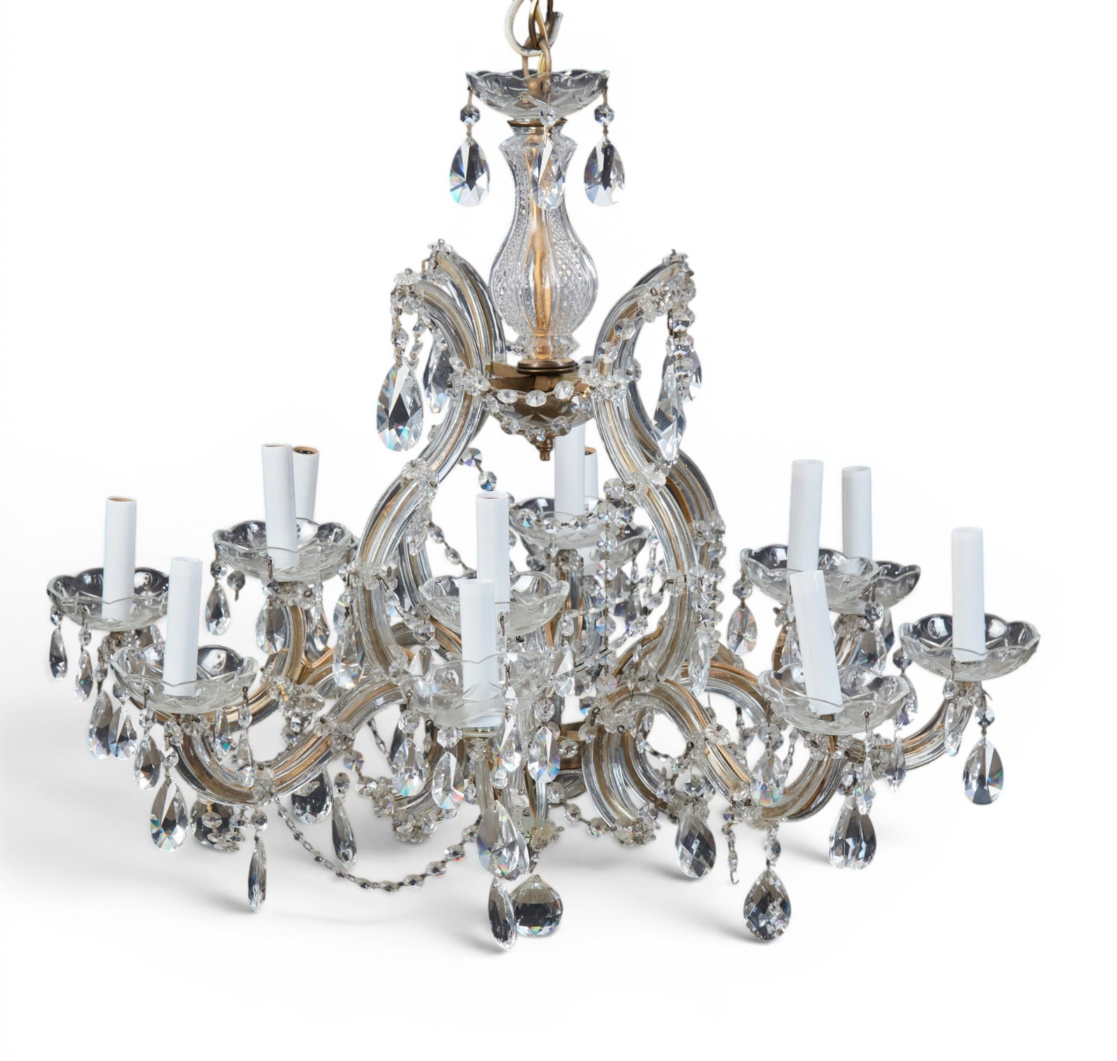 A Rococo style cut clear glass twelve light chandelier (1 of 5)