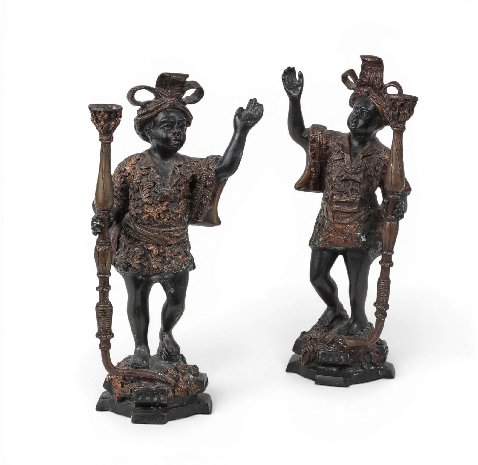 A pair of bronze blackamoor candle sticks (1 of 4)