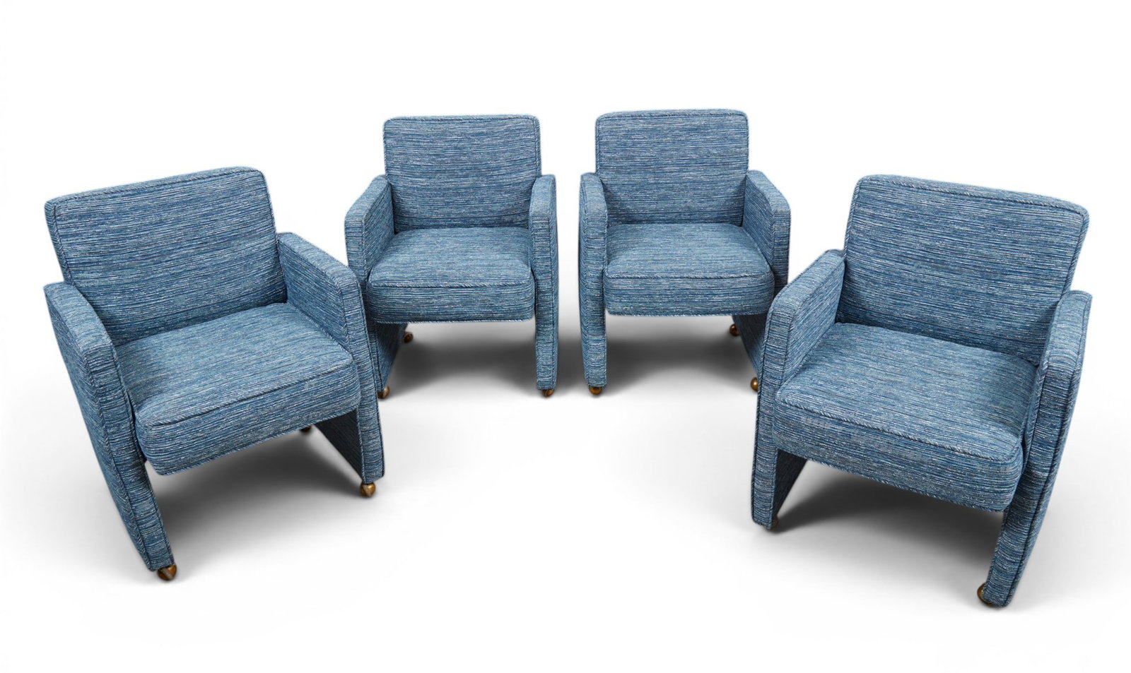 A set of four upholstered armchairs on casters (1 of 6)