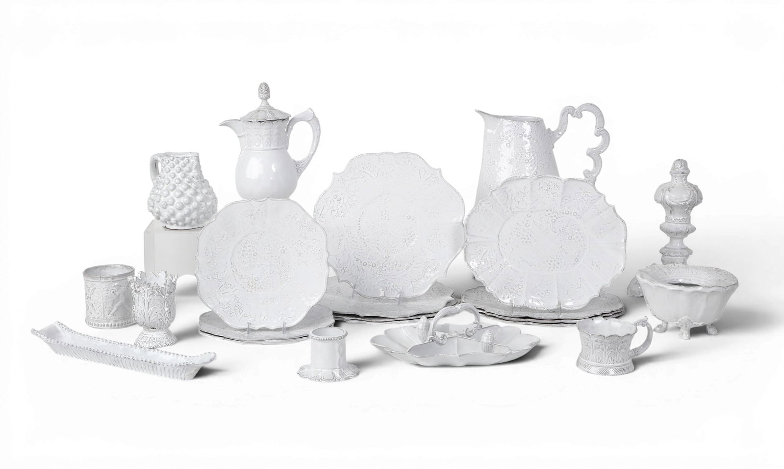 An assembled group of twenty-two contemporary white glazed ceramic tablewares, Astier de Villatte, (1 of 6)