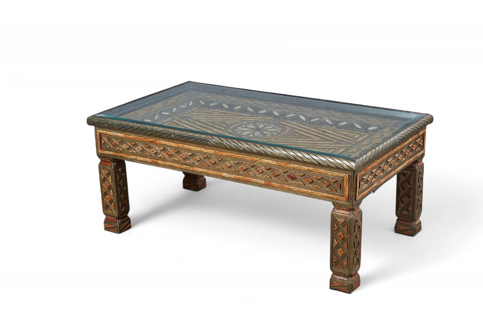 An African bone inlaid metal mounted low table (1 of 7)