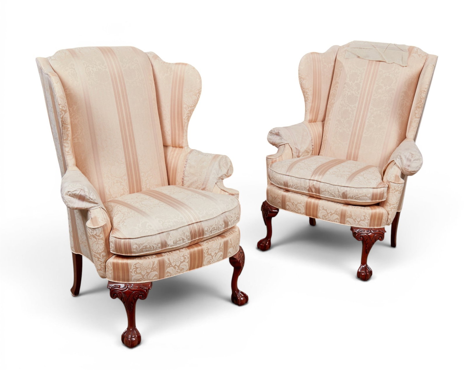 A pair of upholstered wingback arm chairs (1 of 11)