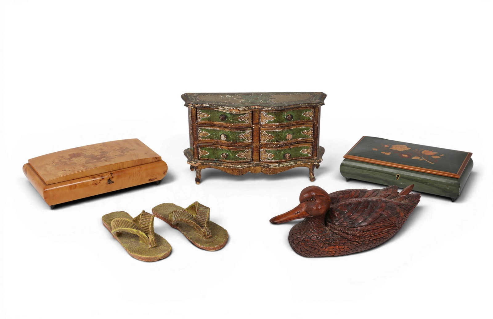 A collection of six mixed media decorative table articles, 20th century (1 of 9)