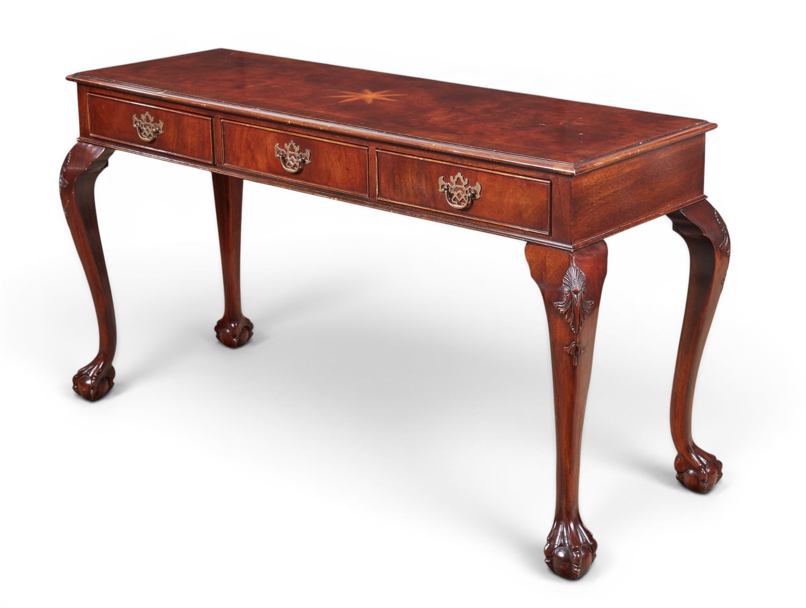 A Queen Anne style Mahogany console with three drawers (1 of 8)