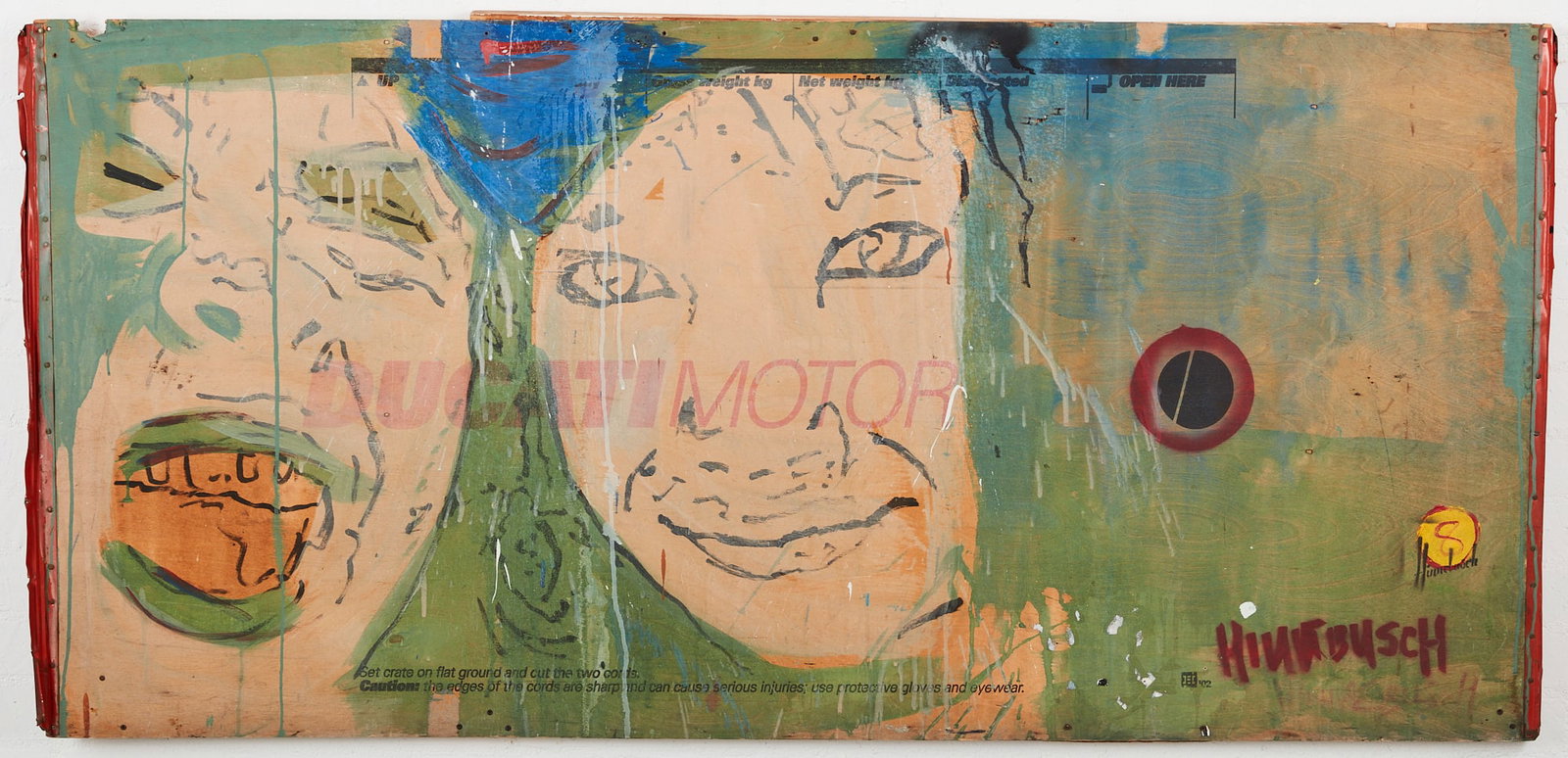 David Hinnebusch (American, 21st century), Abstract, acrylic on wood panel, 42 1/2 x 88in (108 x: David Hinnebusch American 21st century Abstract acrylic on wood panel signed HINNEBUSCH lower right 42 1/2 x 88in (108 x 223.5cm)