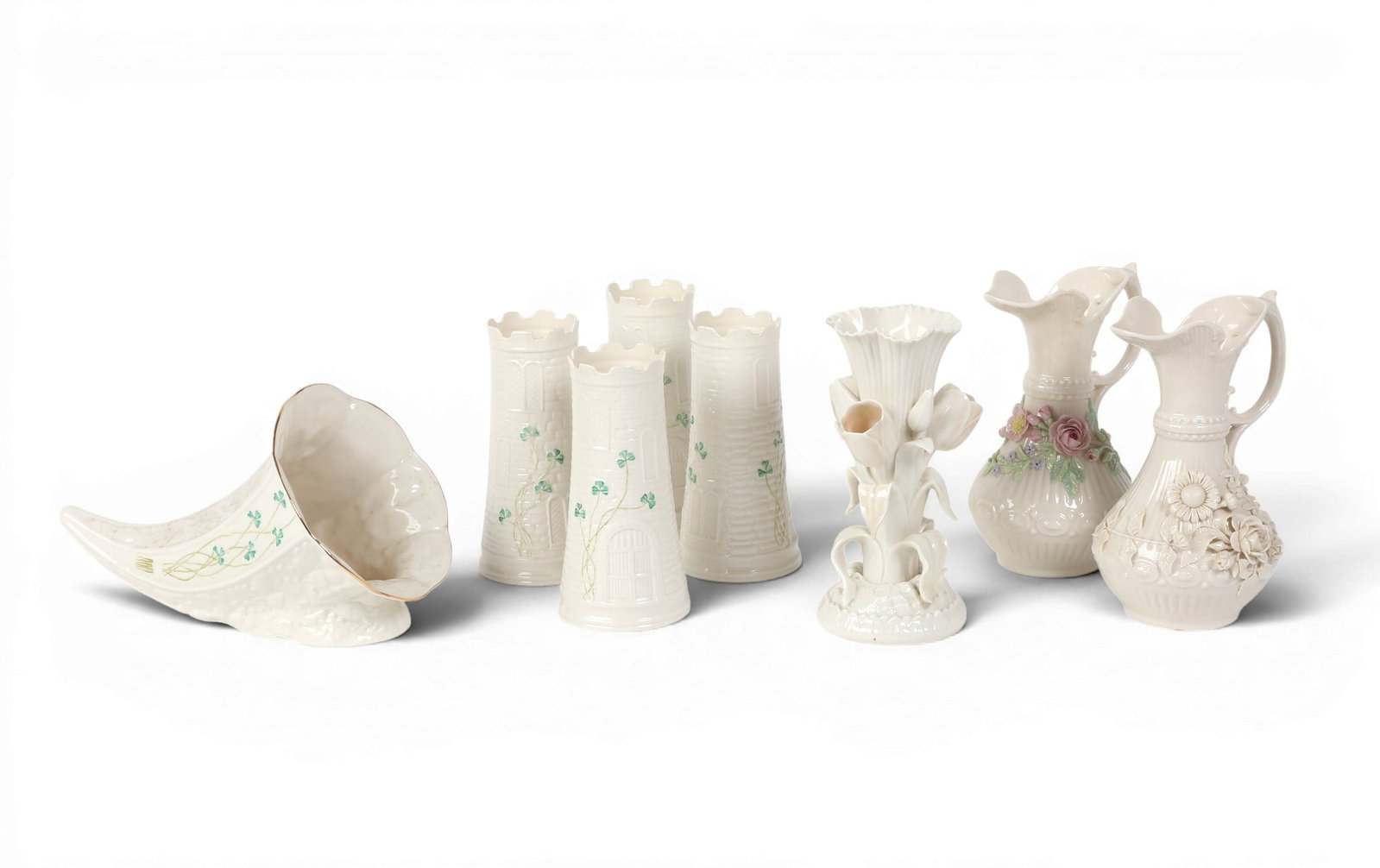 A group of eight assorted Belleek porcelain table articles (1 of 5)