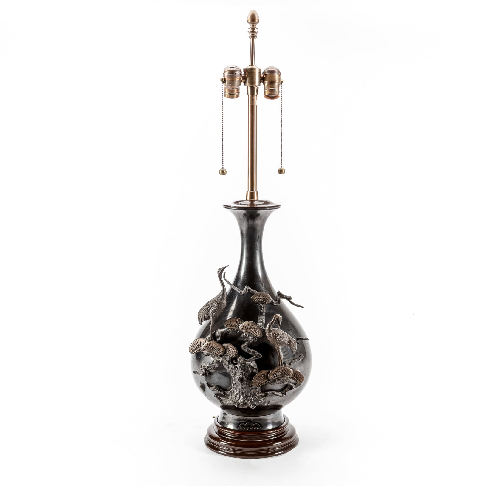 A Japanese patinated metal lamp post 1950: A Japanese patinated metal lamp post 1950 height to rim 20in (51cm); width 10in (25.5cm) Provenance: Property from the Estate of Dr. Terry Berreth, Rancho Mirage, California.