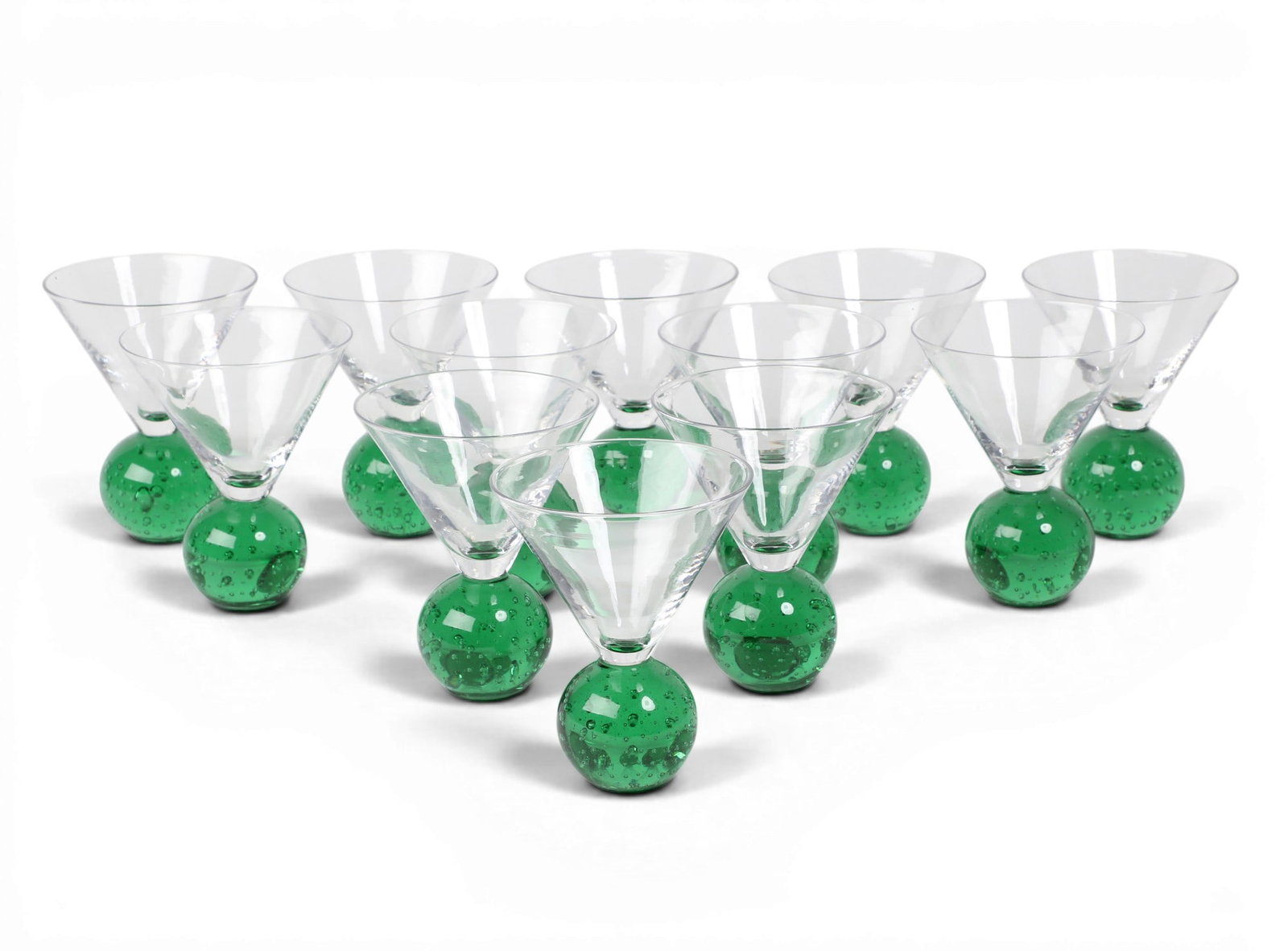 A group of 12 art deco style glasses: A group of 12 art deco style glasses height 5 in. (12.7 cm.)