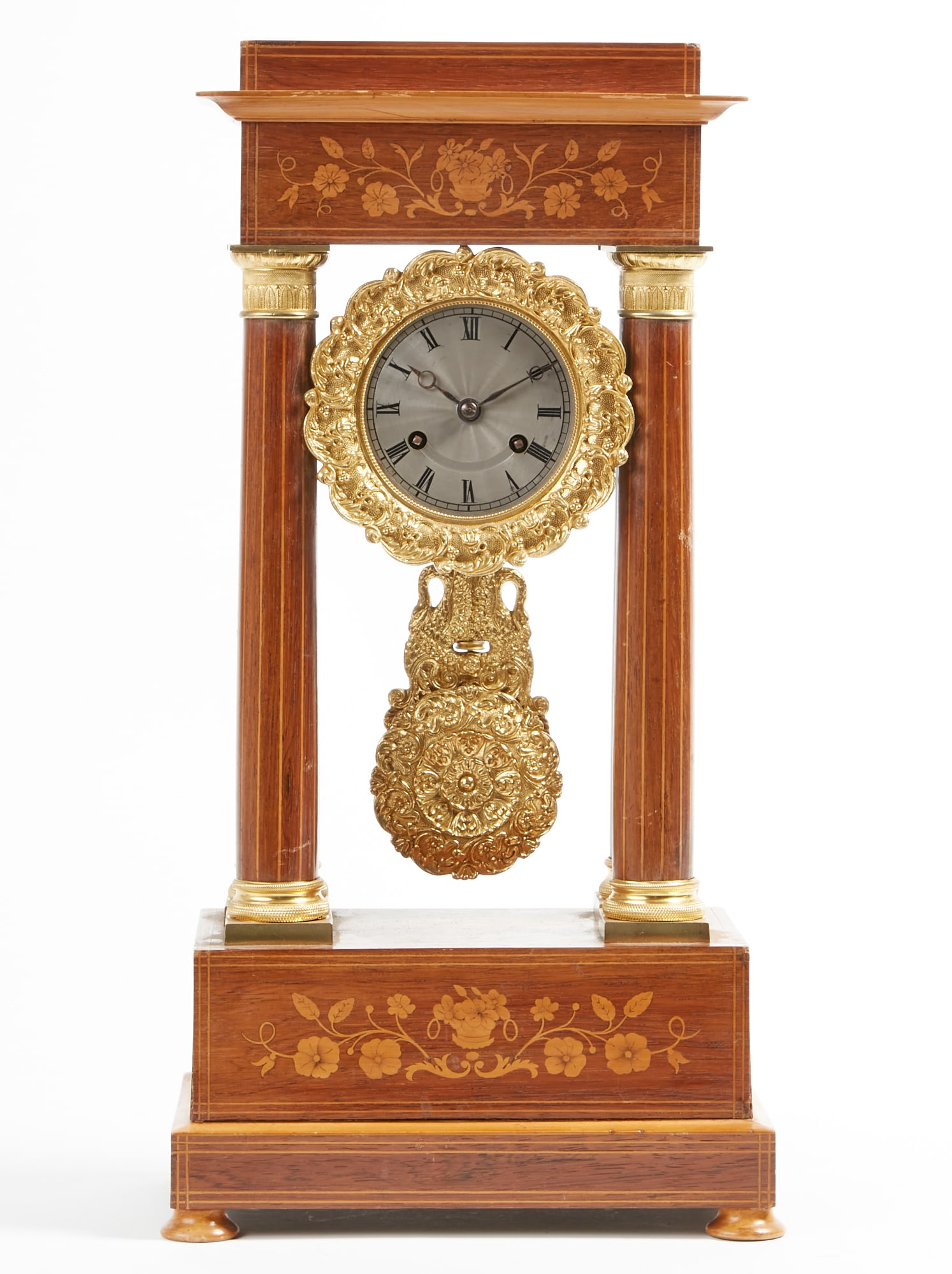 A Charles X marquetry inlaid mantel clock, second quarter 19th century (1 of 11)