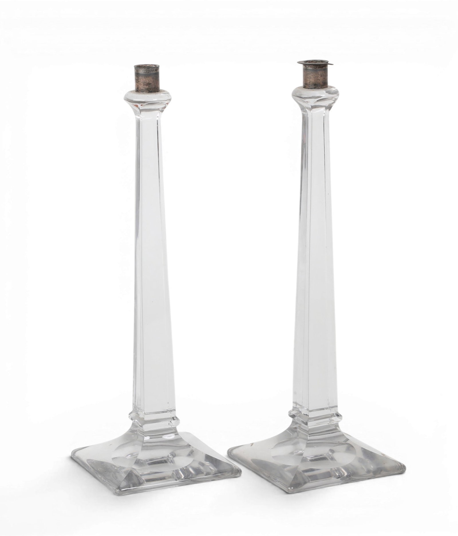 A pair of large glass candle sticks (1 of 4)