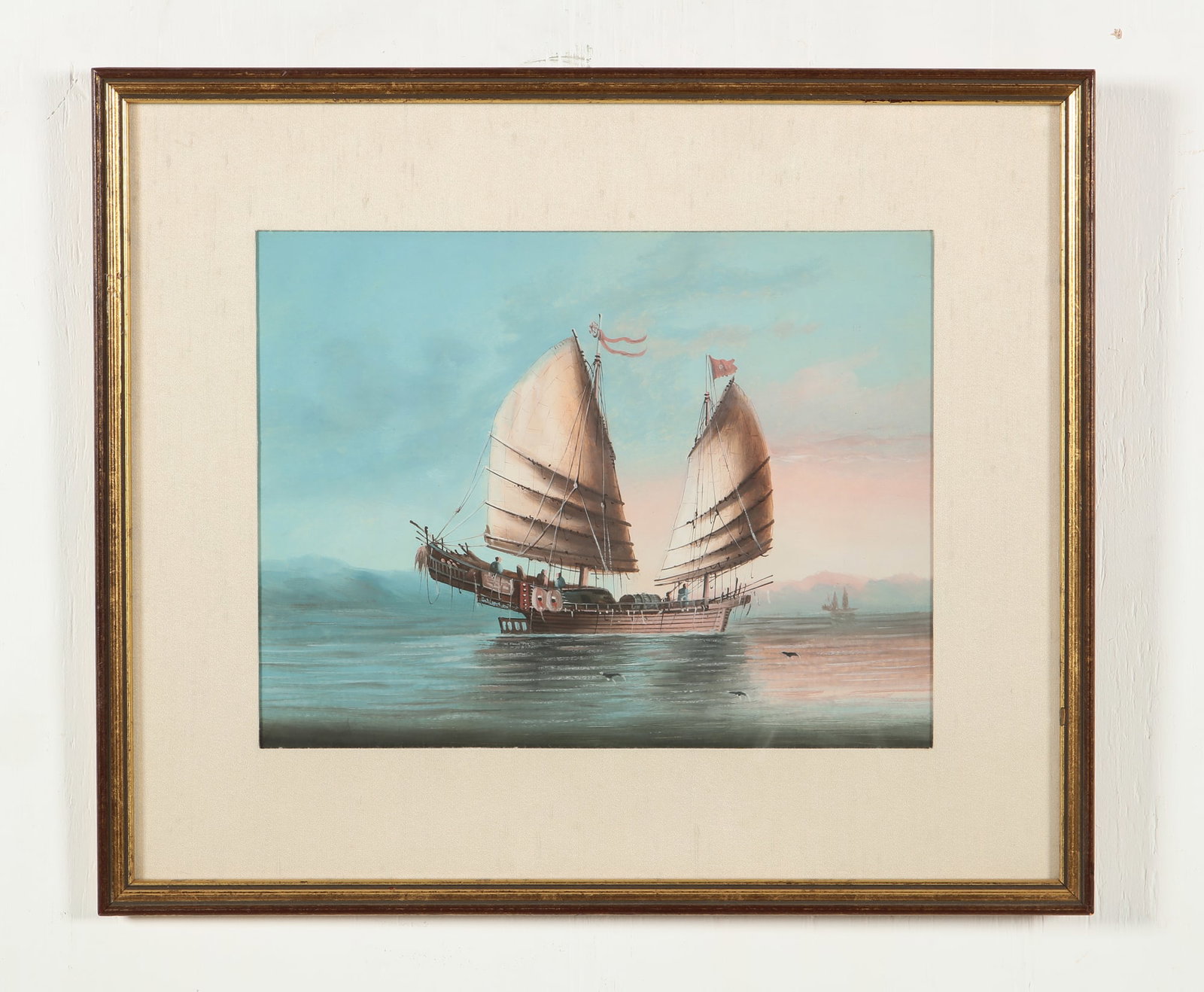 Anglo Chinese School (19th/20th century), Sailing junks and harbor scene (2), gouache on paper, the: Anglo Chinese School (19th/20th century) Sailing junks and harbor scene (2) gouache on paper the largest 11 x 14 3/4in (28 x 37.5cm) Provenance: Property from the Estate of Keith McCoy, Los Angeles,