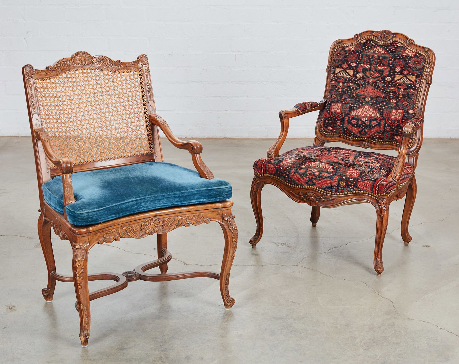 A group of two Louis XV carved beechwood fauteuil, 19th century (1 of 10)