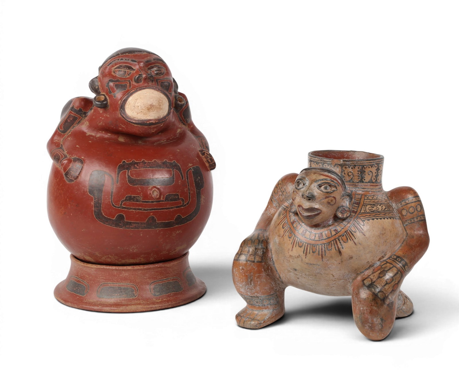 A group of two large terracotta polychrome effigy figures (1 of 5)