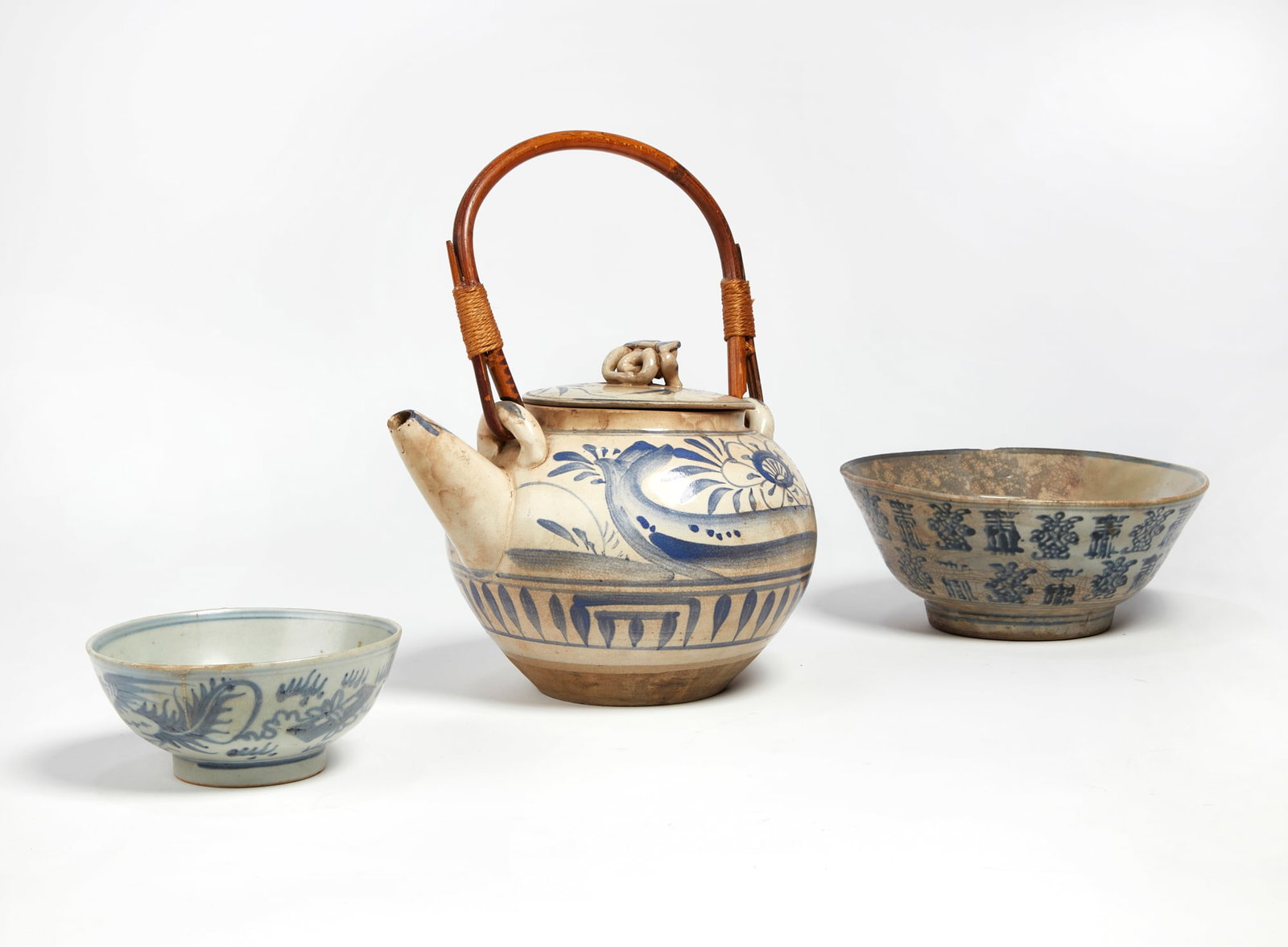 A group of three Asian blue and white porcelains (1 of 9)