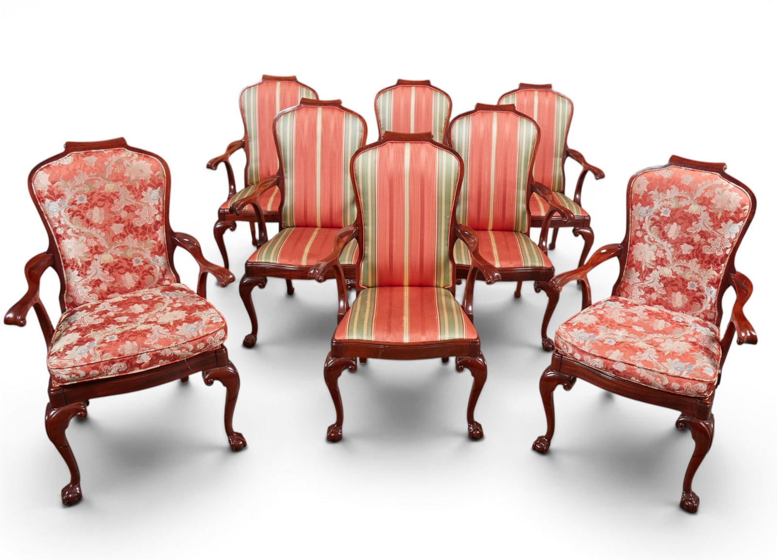 A set of eight Southwood & Co. queen anne style Mahogany armchairs: A set of eight Southwood & Co. queen anne style Mahogany armchairs height 44 x width 29 x depth 22 in. (111.8 x 73.7 x 55.9 cm.)