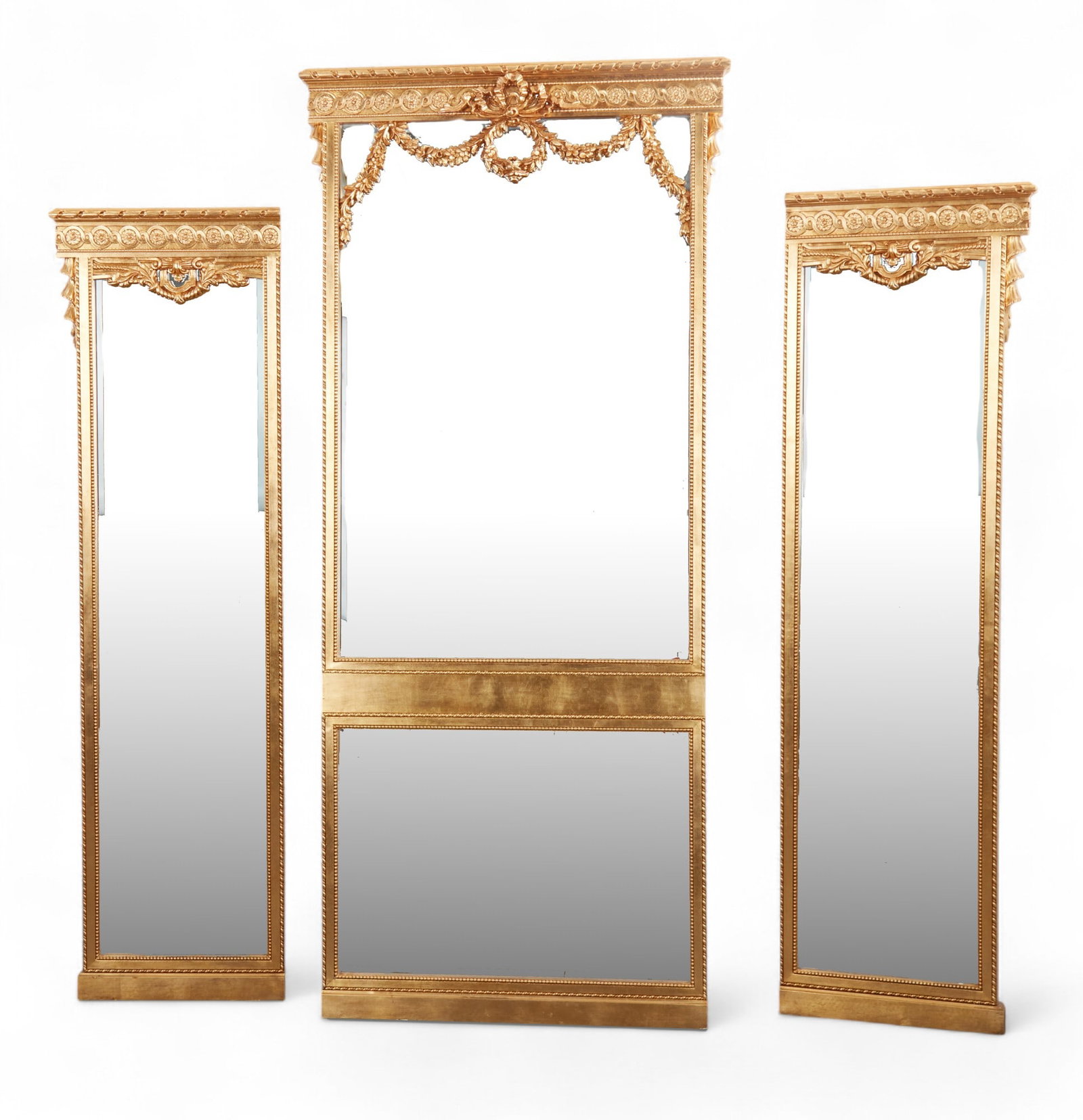A set of three Louis XVI style giltwood pier mirrors (1 of 3)