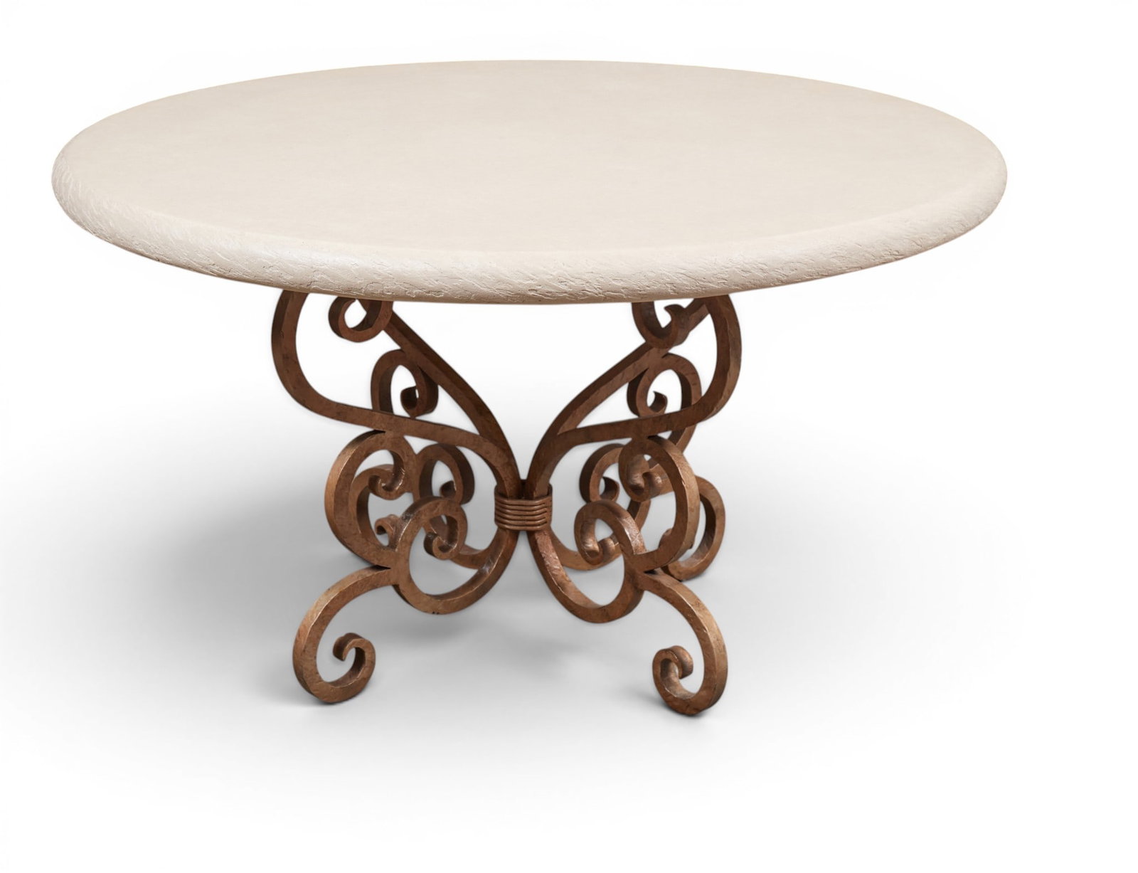 A round table with wrought iron base (1 of 4)