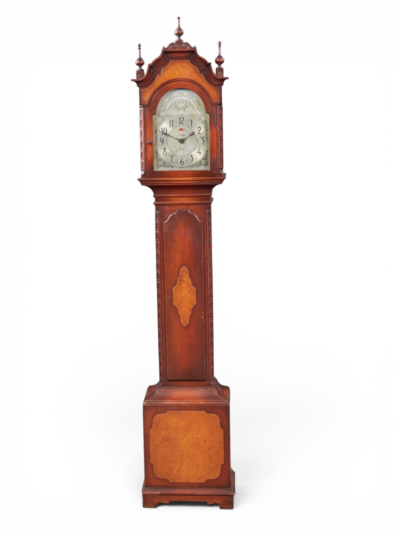 An inlaid mahogany grandmother clock, 20th century (1 of 9)
