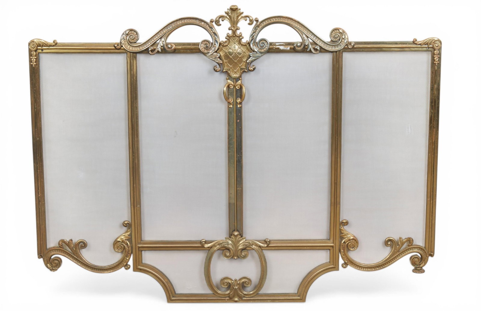 A Louis XV style bronze and mesh fire screen, 20th century (1 of 11)