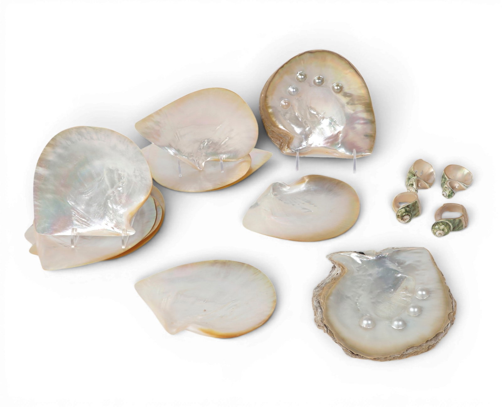 A group of eighteen assembled shell table articles (1 of 5)