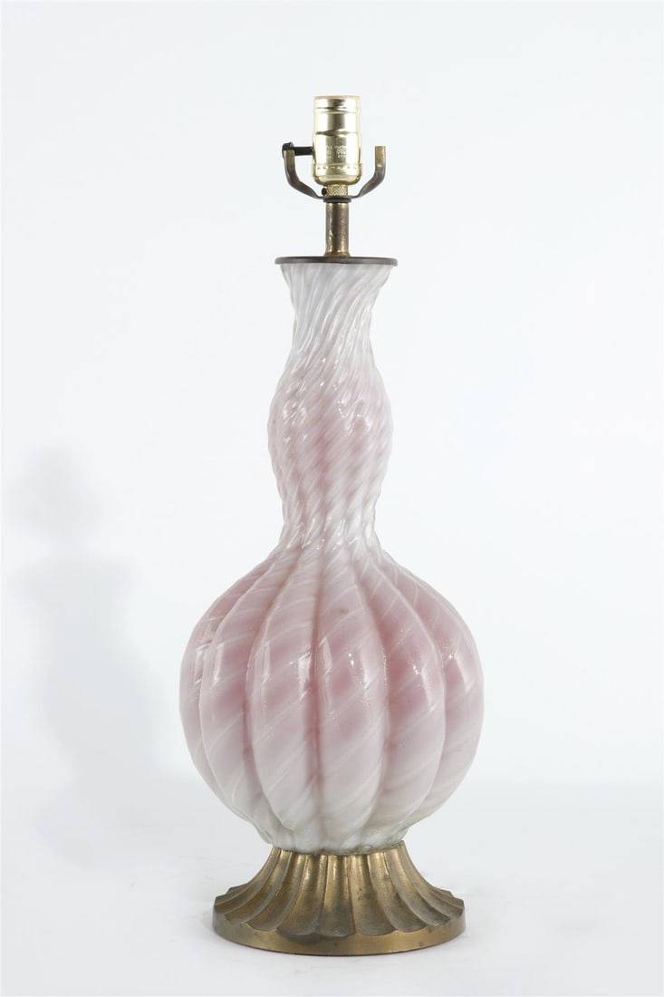 A Murano glass lamp mid-20th century: A Murano glass lamp mid-20th century height to top of vase 18 1/4in (46cm); diameter 8in (20cm)