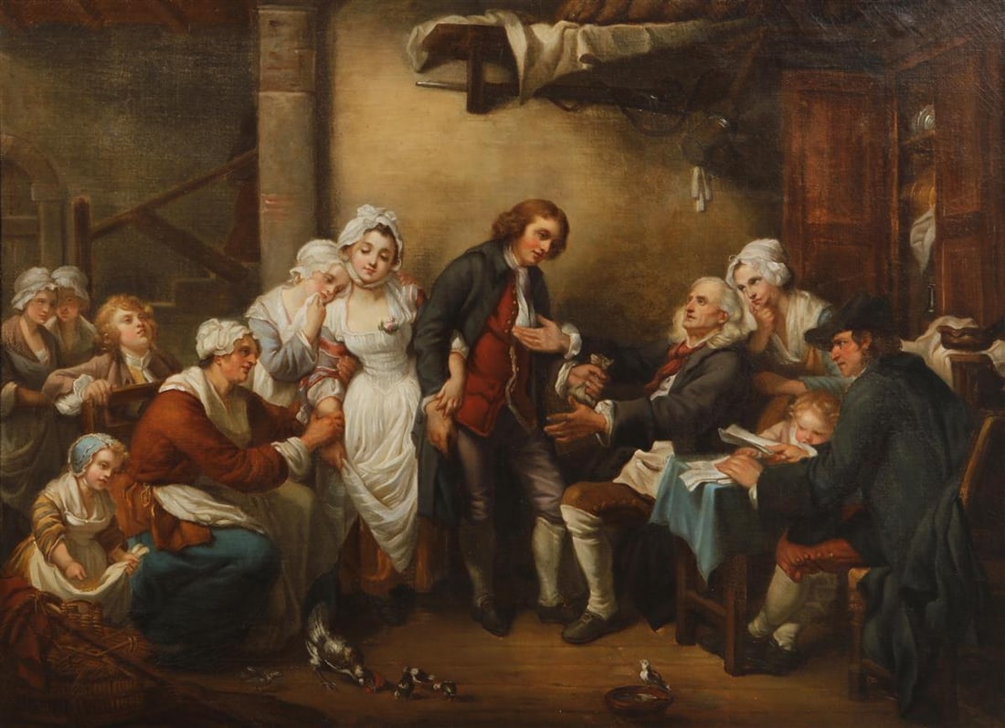 English School , The dowry, oil on canvas, 34 1/4 x 44 3/4in (87 x 113.5cm) (1 of 3)