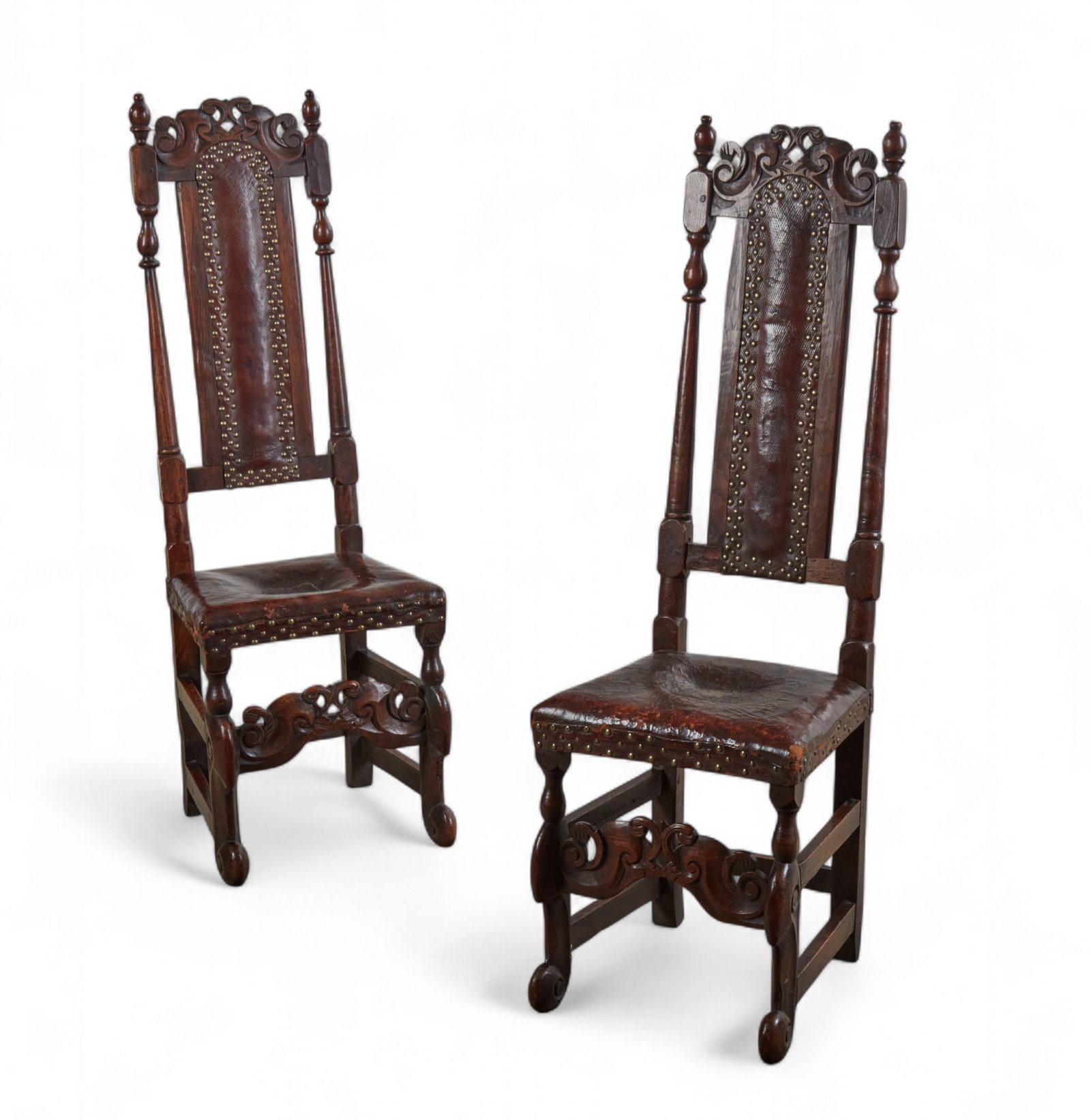 A pair of Continental Baroque style oak side chairs, late 19th/early 20th century (1 of 8)