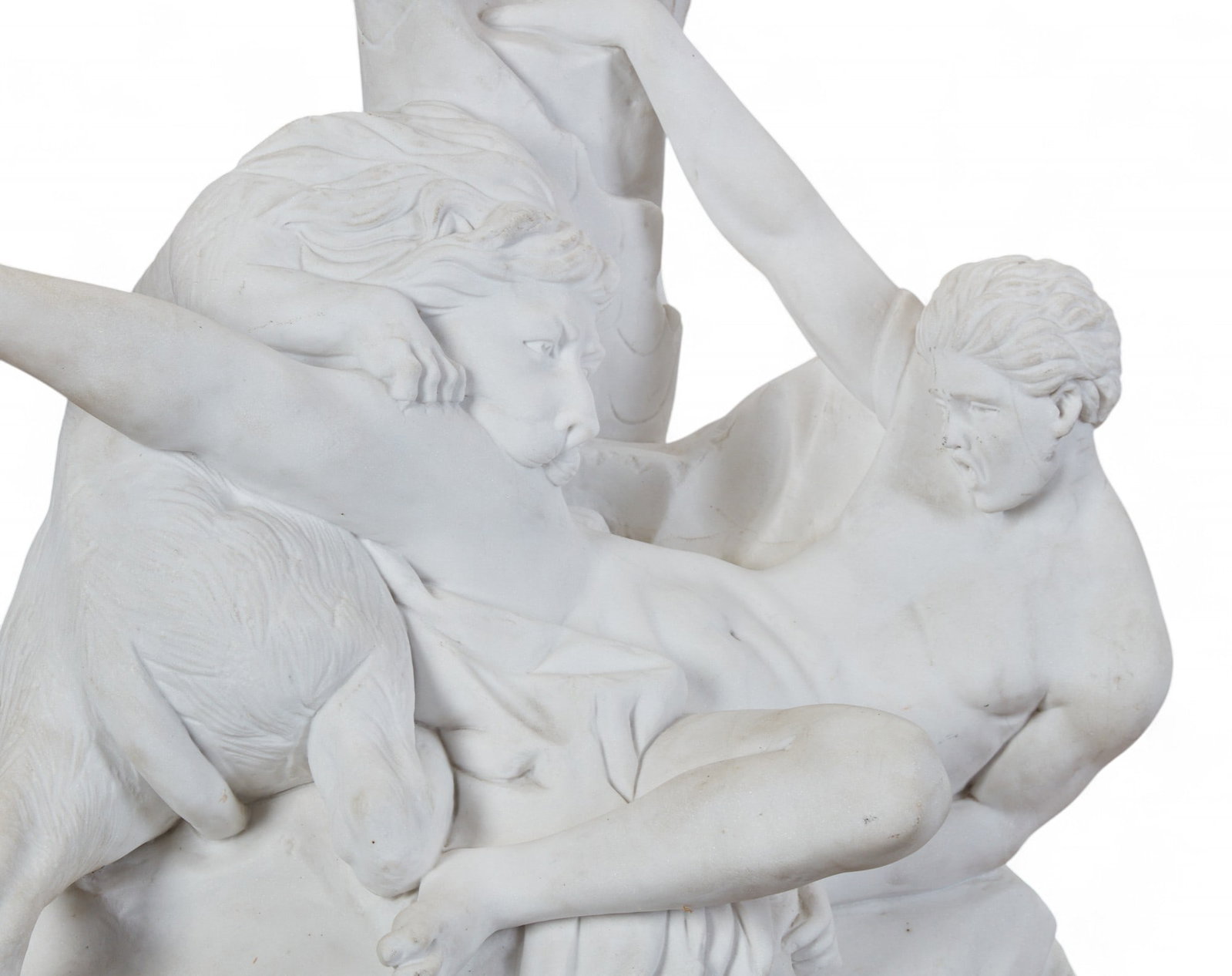 A carved marble figural group of a Classical man battling a lion, modern - 3