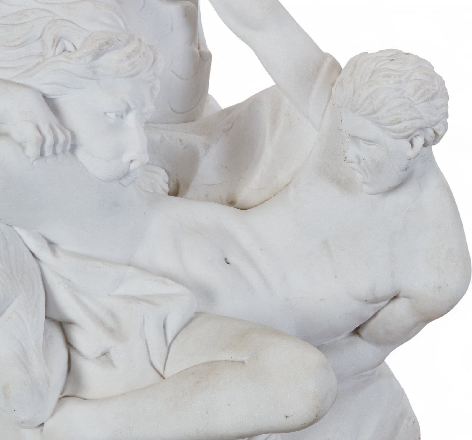 A carved marble figural group of a Classical man battling a lion, modern - 4
