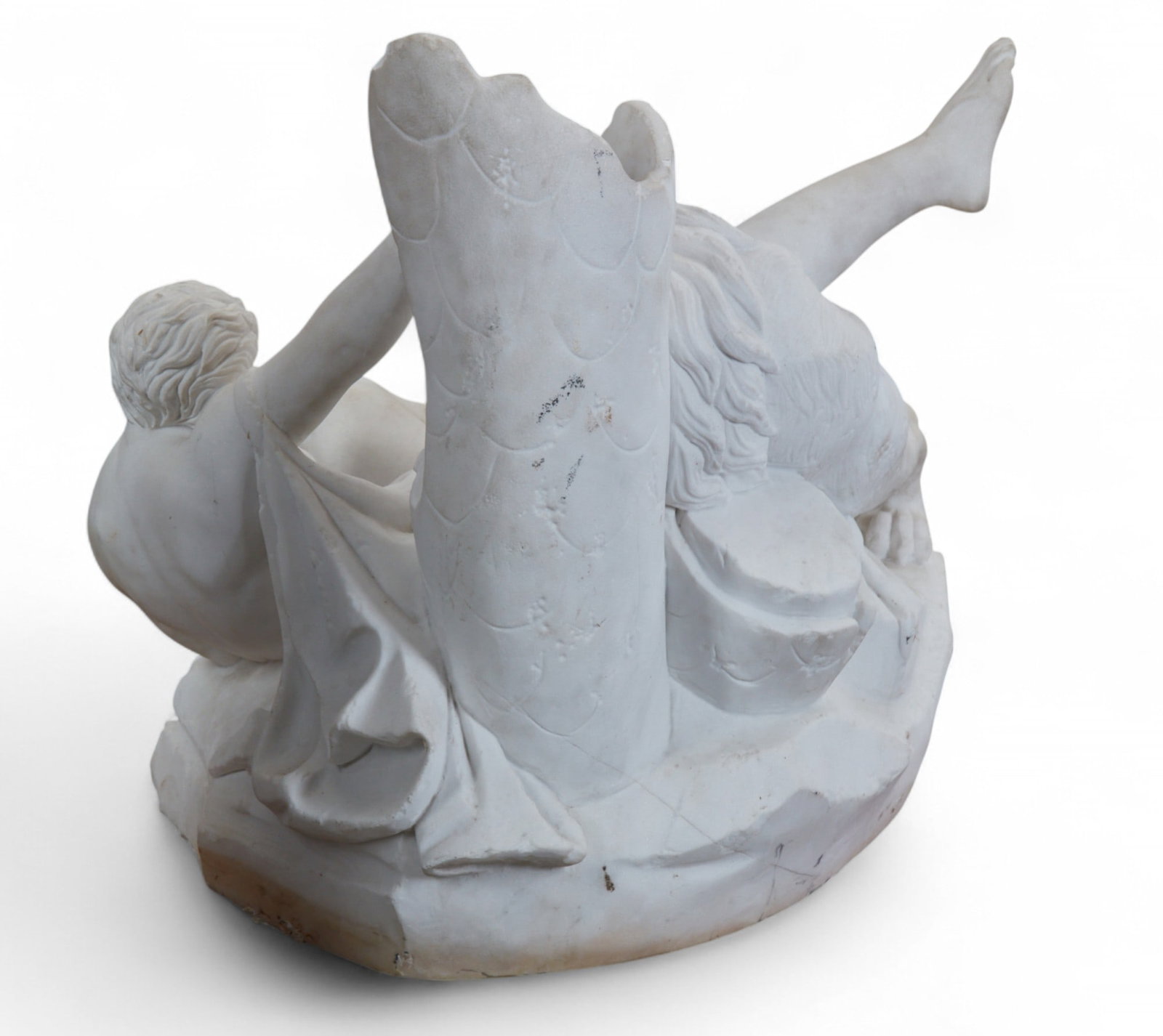 A carved marble figural group of a Classical man battling a lion, modern - 6