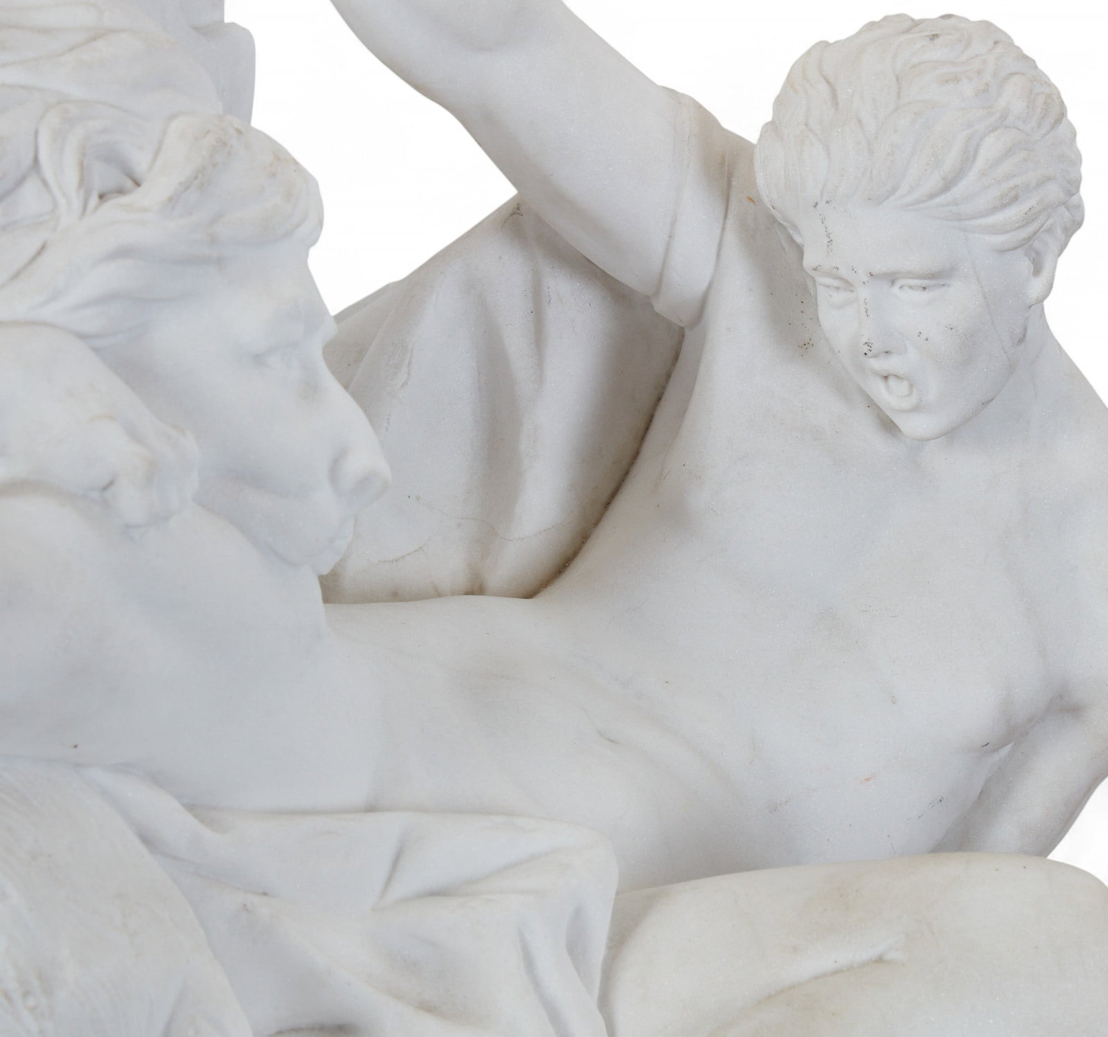 A carved marble figural group of a Classical man battling a lion, modern - 8