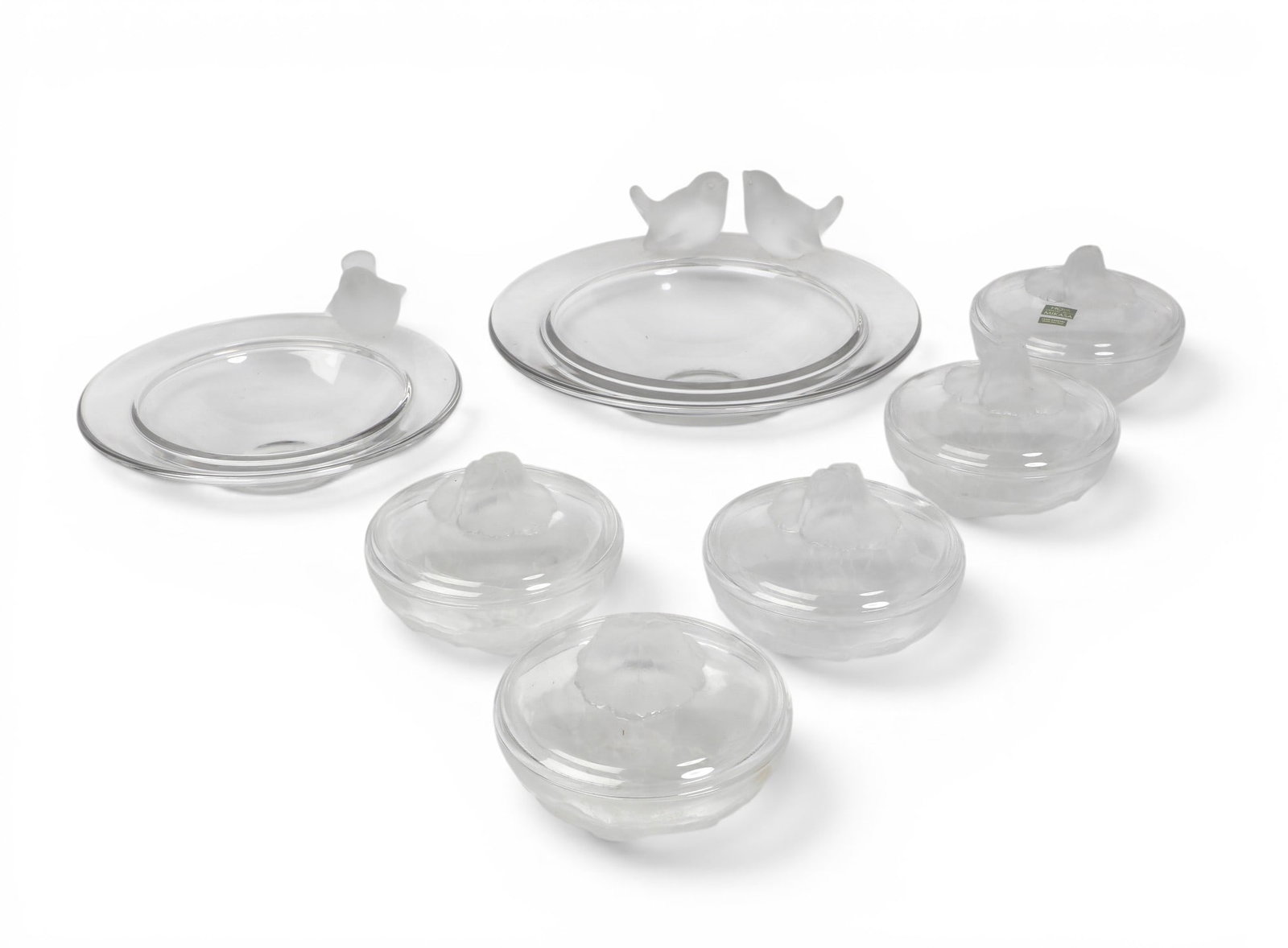 A group of seven clear and frosted crystal table articles (1 of 4)