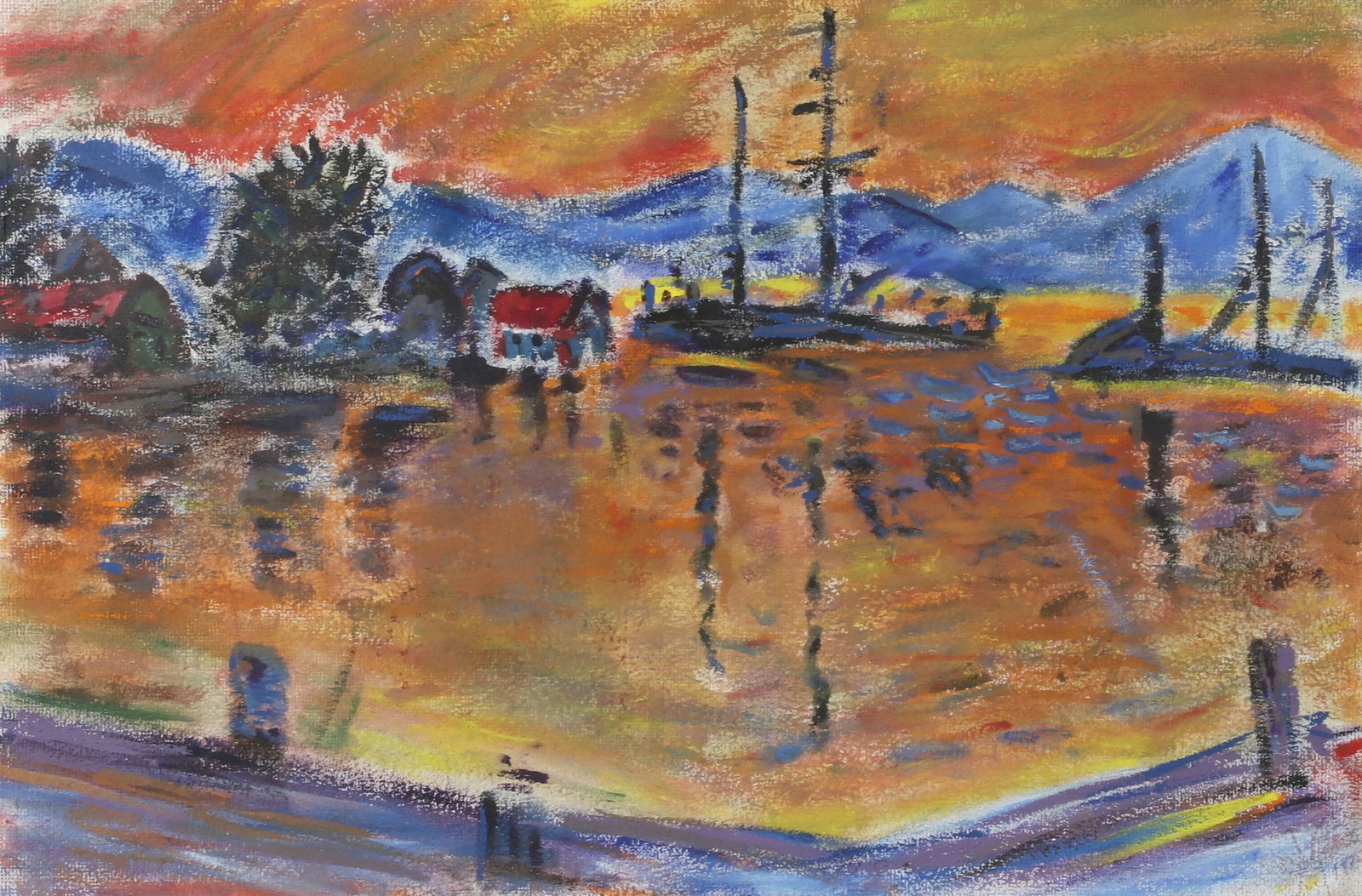 Unknown (American, 20th century), Untitled (Camden, Maine), acrylic on masonite, 16 x 24in (41 x (1 of 6)