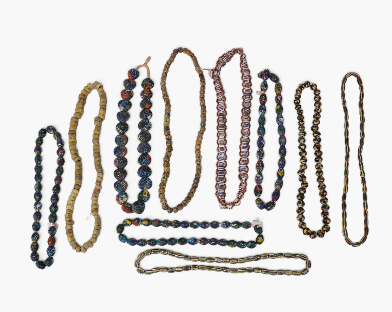 A group of ten beaded necklaces: A group of ten beaded necklaces