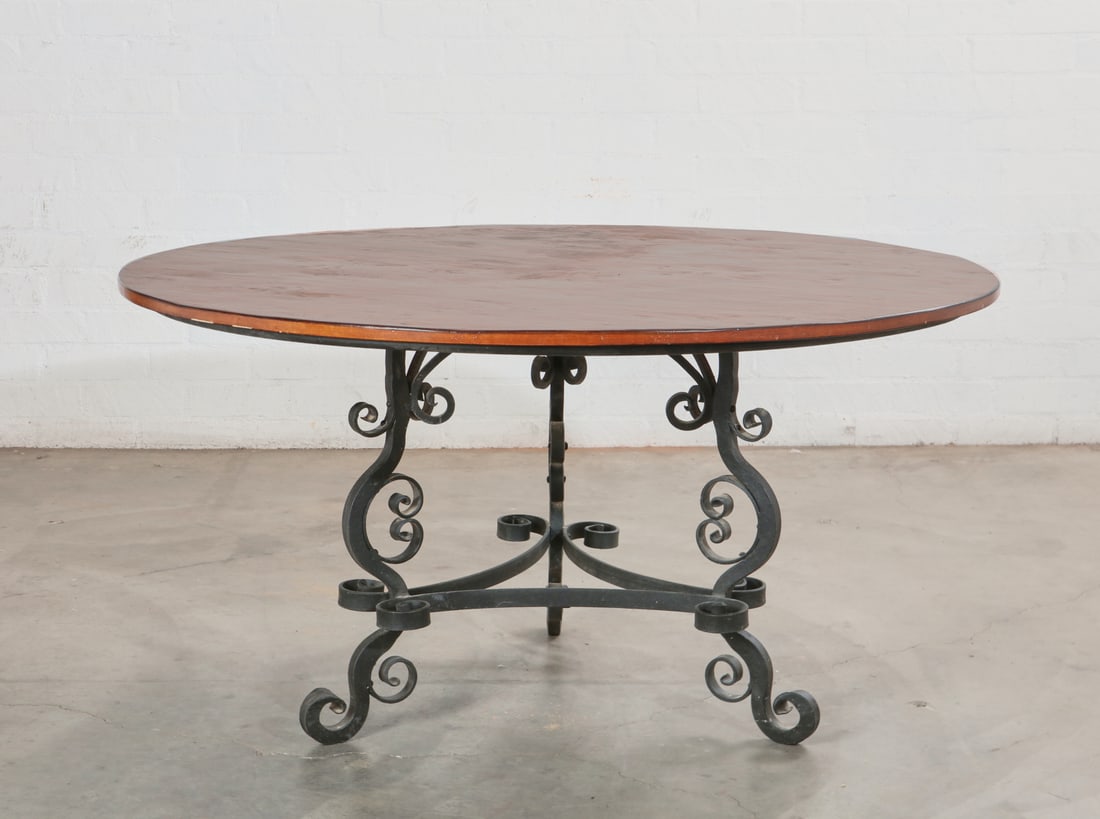 A Las Palmas Design 'Aragon' wrought iron and wood dining table (1 of 2)