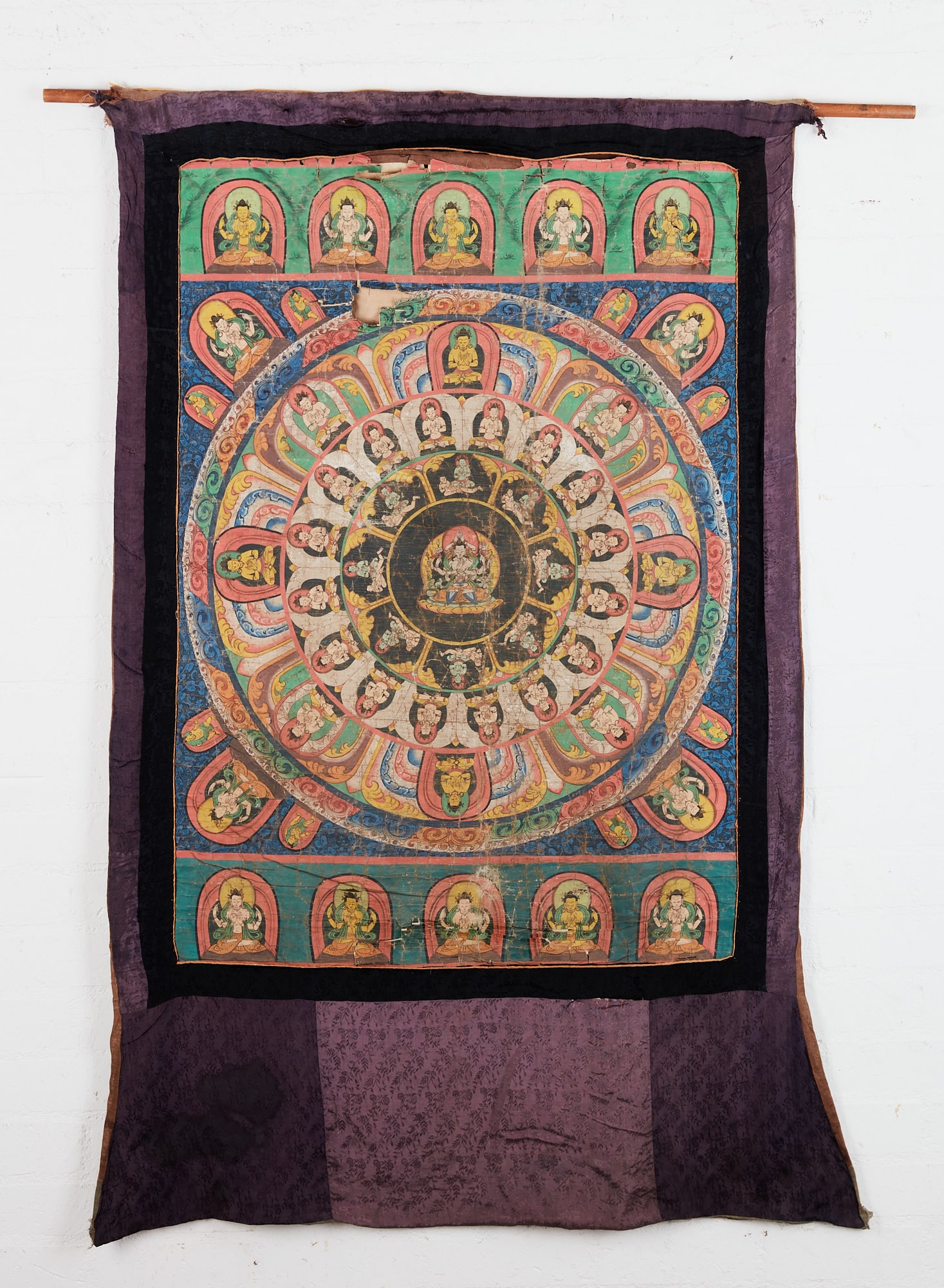 A large Tibetan painted fabric thangka (1 of 8)