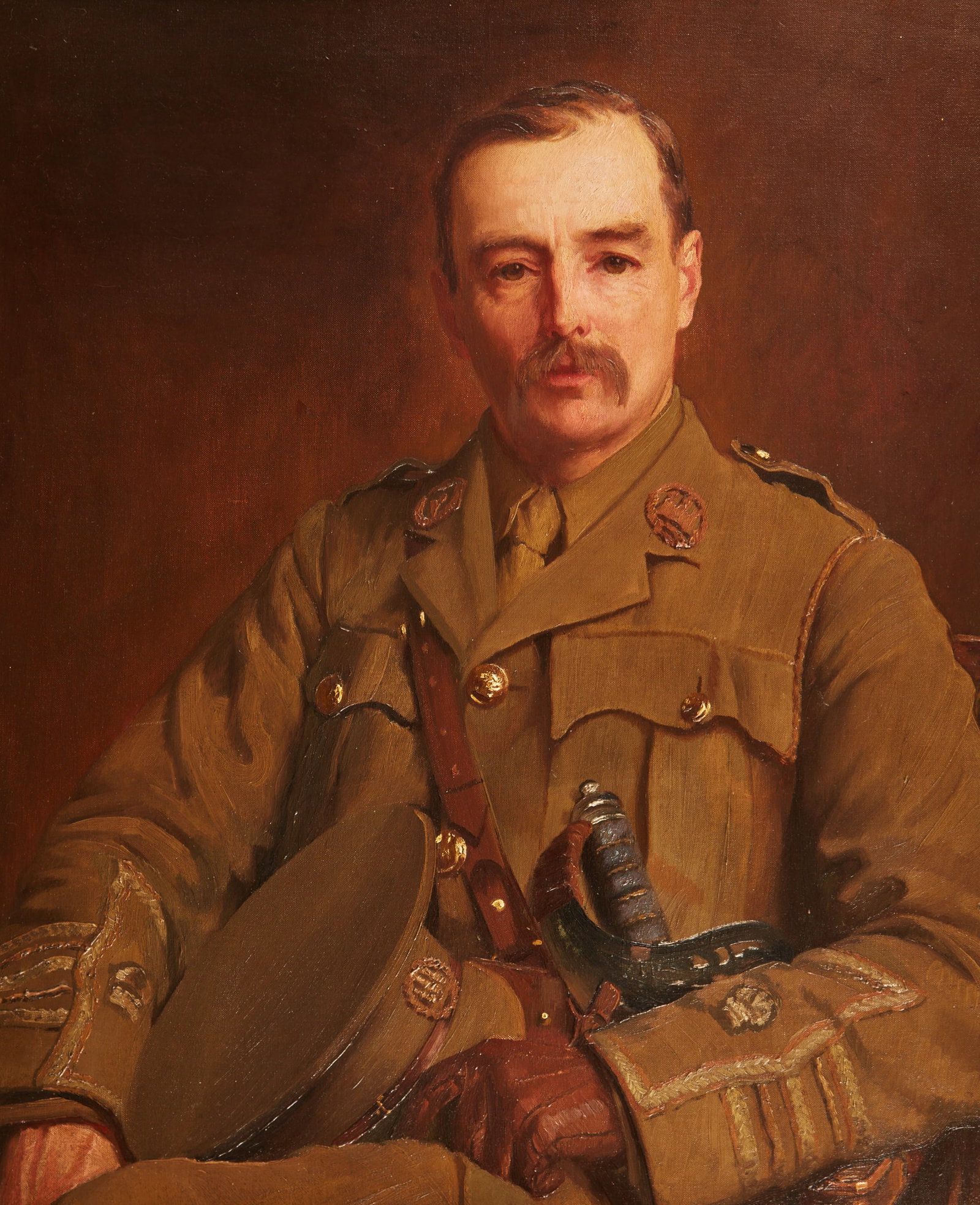 English School (early 20th century), Portrait of a British Officer, oil on canvas: English School early 20th century Portrait of a British Officer oil on canvas unsigned 30 x 25in (76 x 64cm) Provenance: Property from a Private Estate, Pebble Beach, California