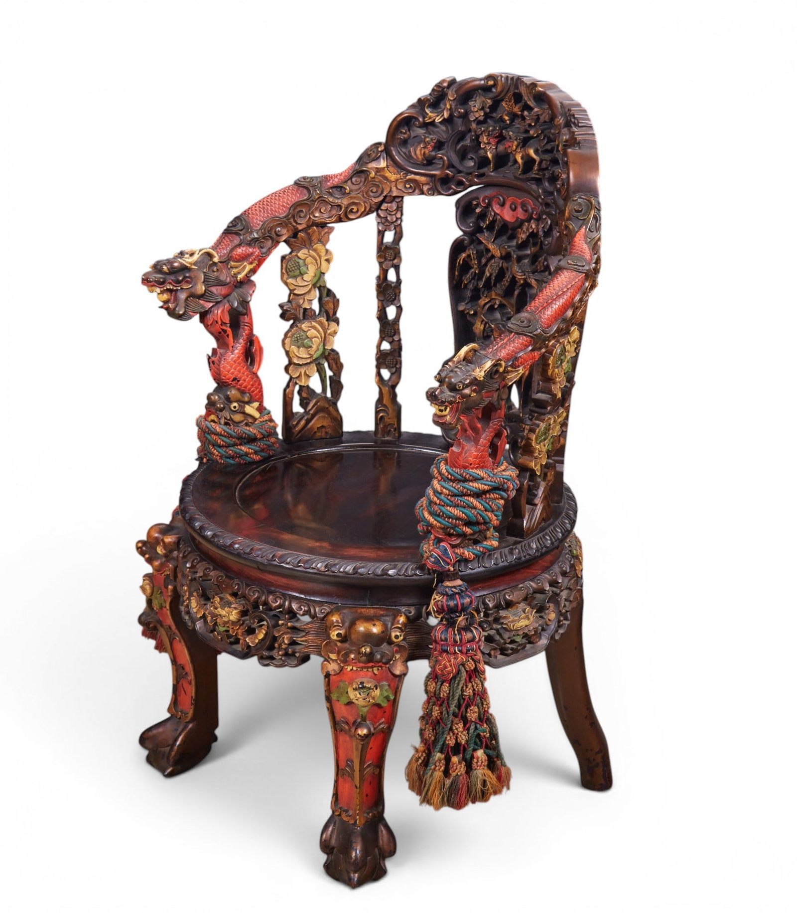A Chinese polychrome painted hardwood armchair (1 of 9)