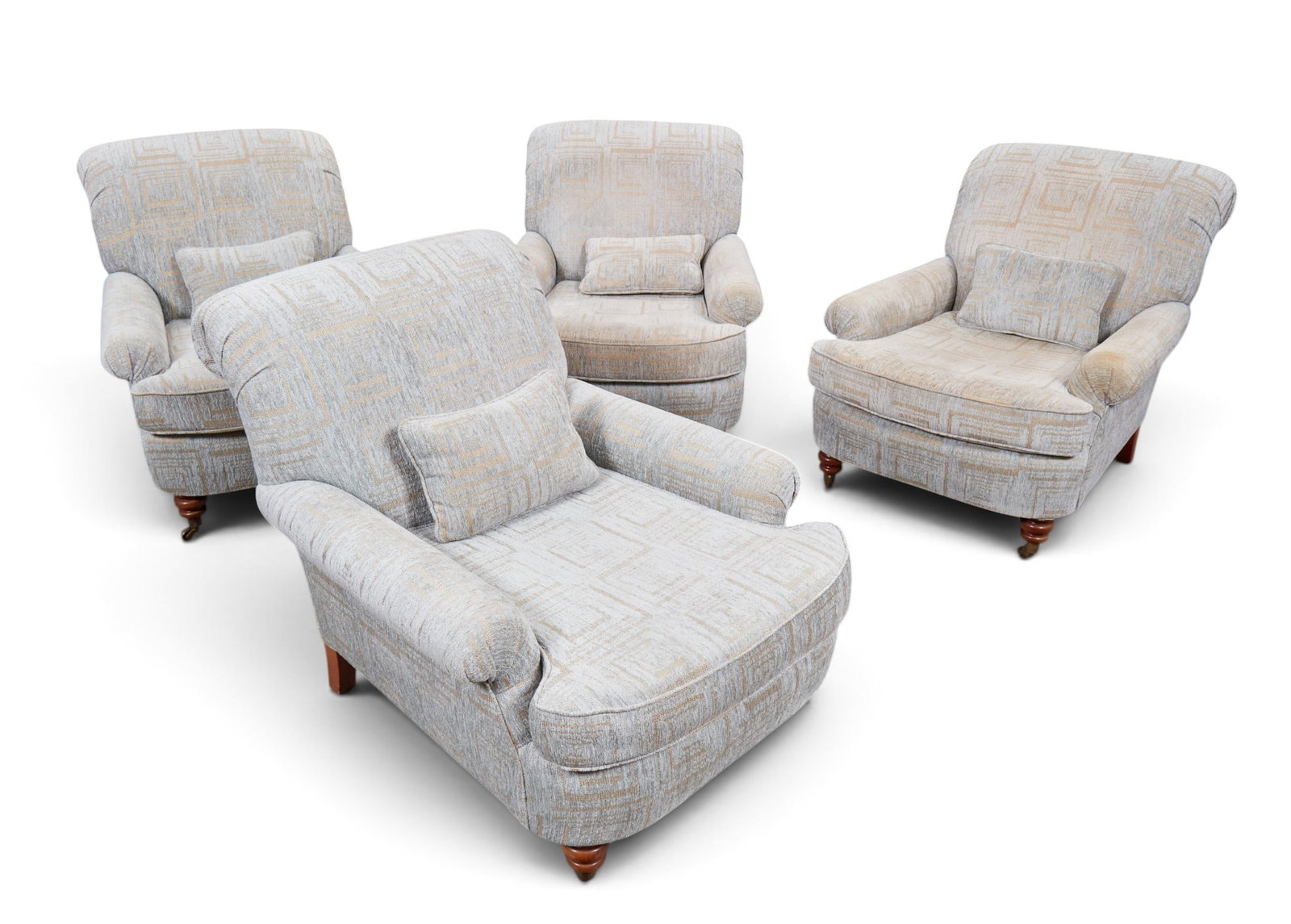 A set of four fully upholstered club armchairs, modern (1 of 9)