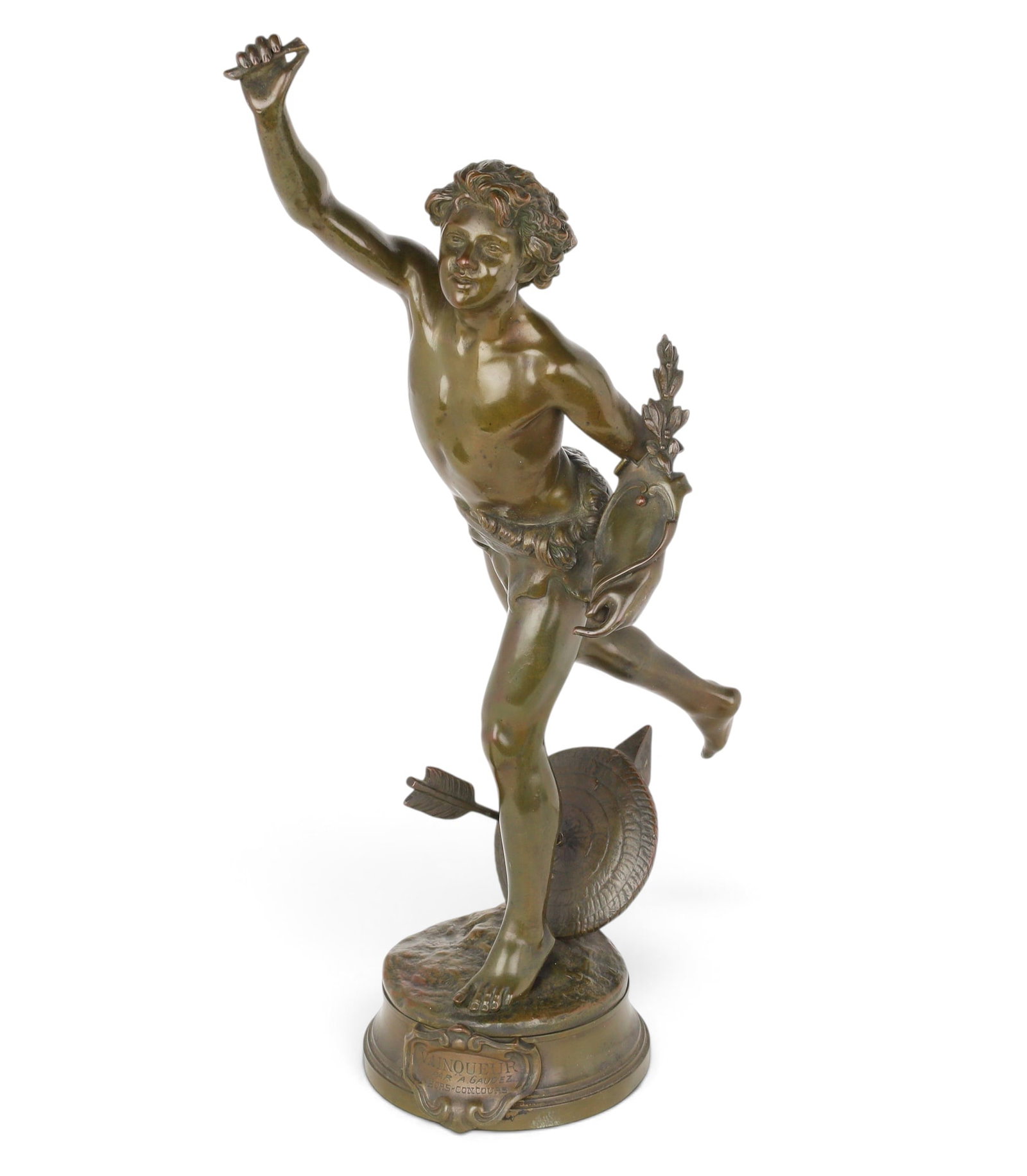 A French patinated bronze figure: The Victor (Vainqueur), after Adrien Etienne Gaudez (1 of 8)
