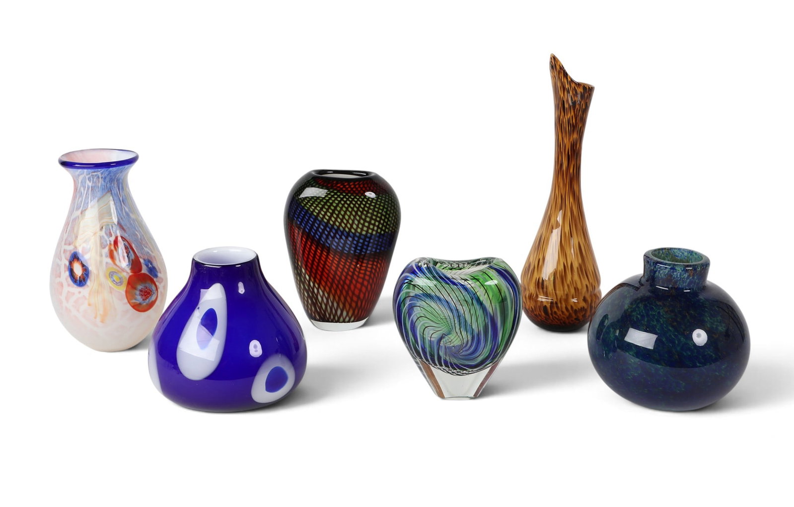 A group of six art glass vases (1 of 10)