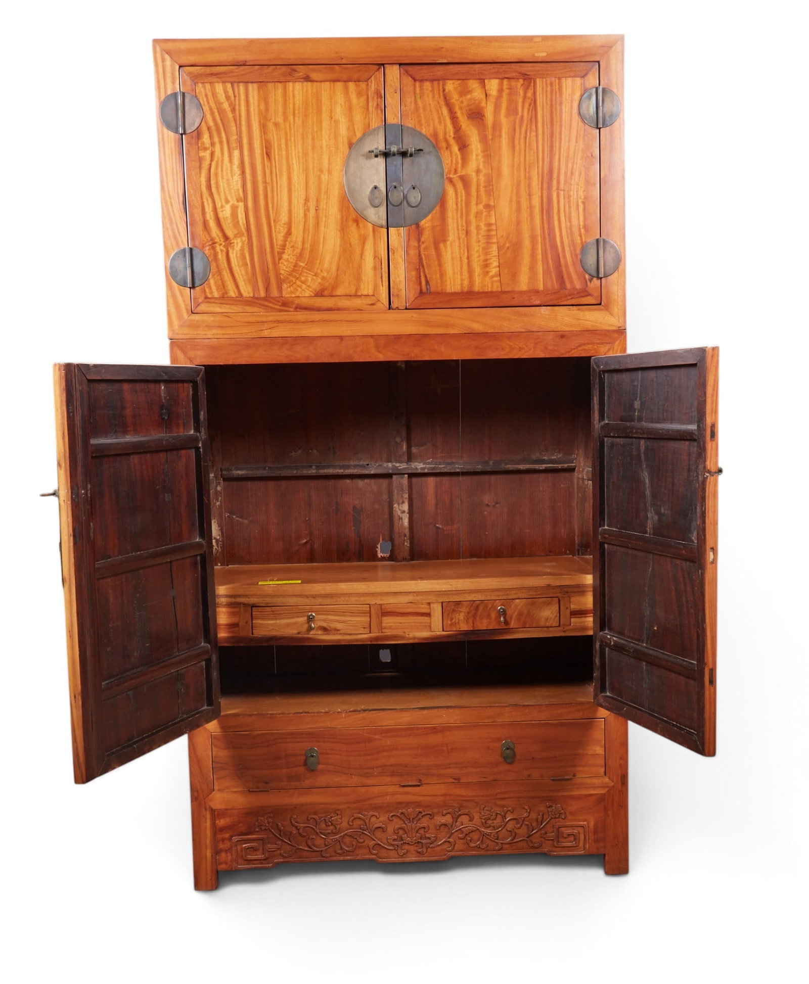 A Chinese two part stackable cabinet/wardrobe - 7