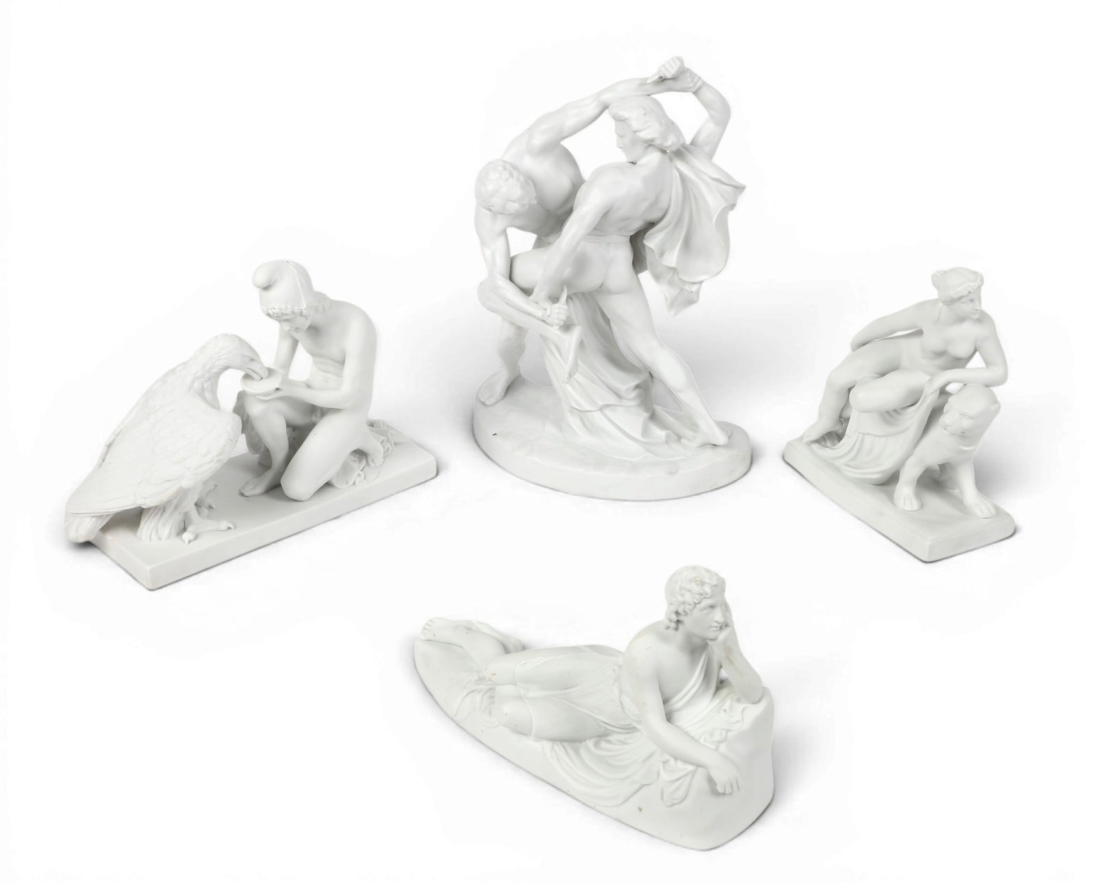 Four bisque porcelain figural groups, Royal Copenhagen, Bing & Grondahl and others, late 19th/early (1 of 11)