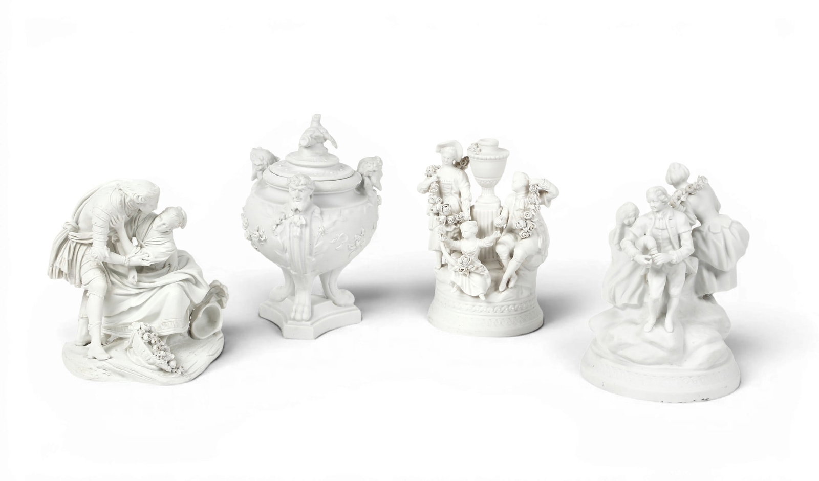 Three bisque porcelain figural groups, late 19th/early 20th century (1 of 8)
